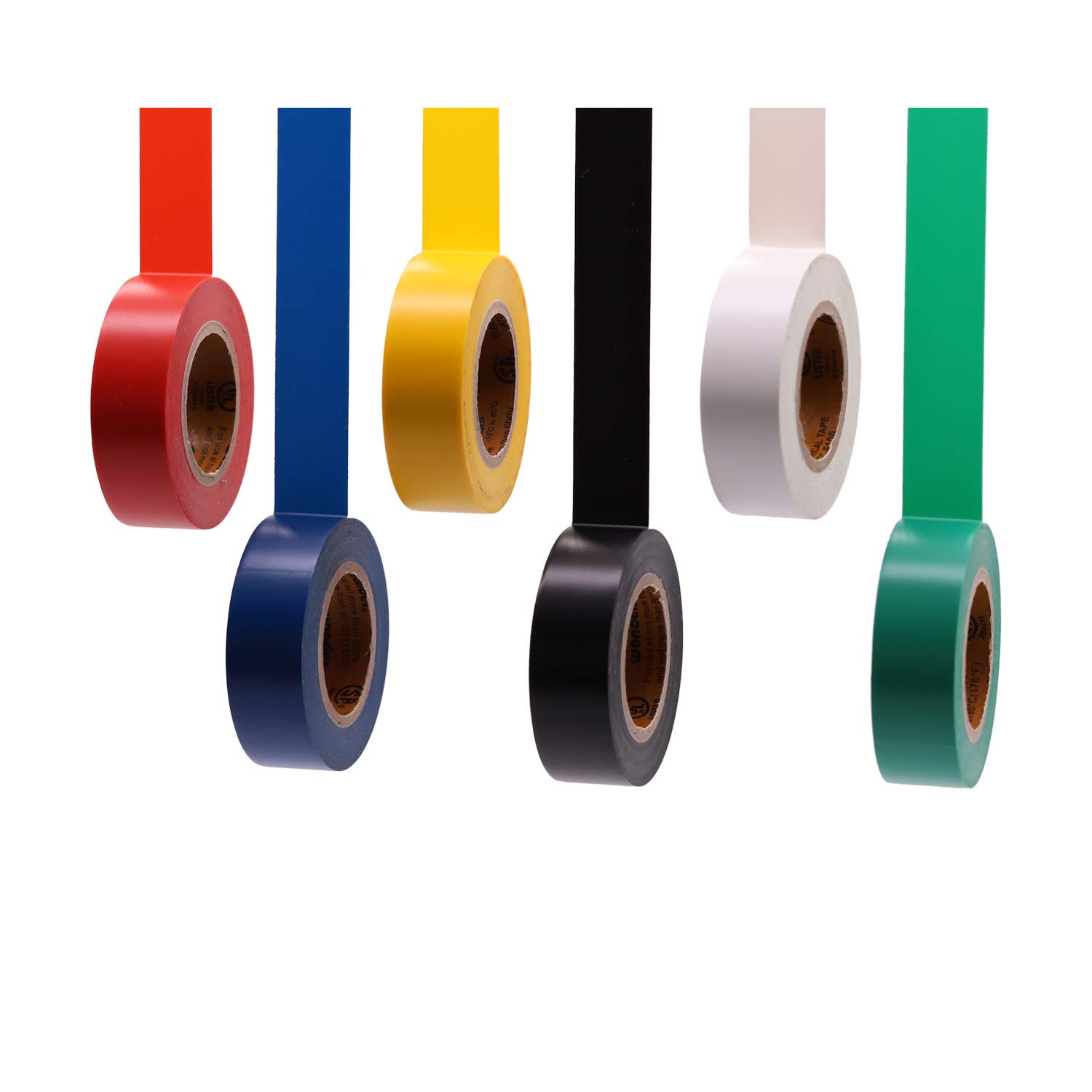 6Pack Multicolor 07-Inch Electrical Tape