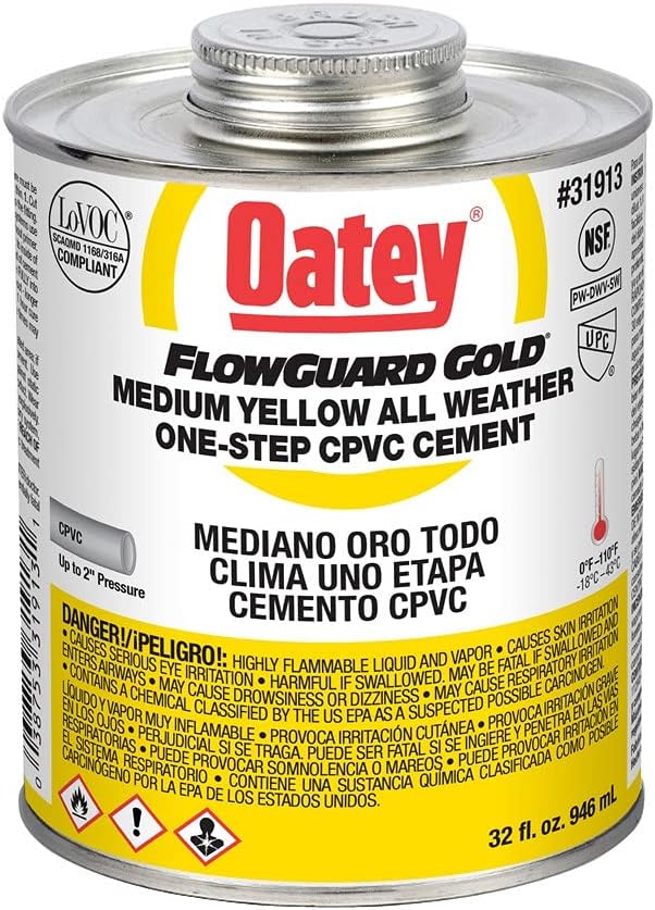 Oatey 31913 Contact Cements Strong Reliable for Pipe Connections