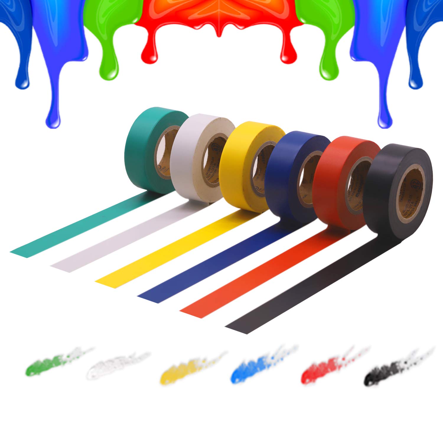 6Pack Multicolor 07-Inch Electrical Tape