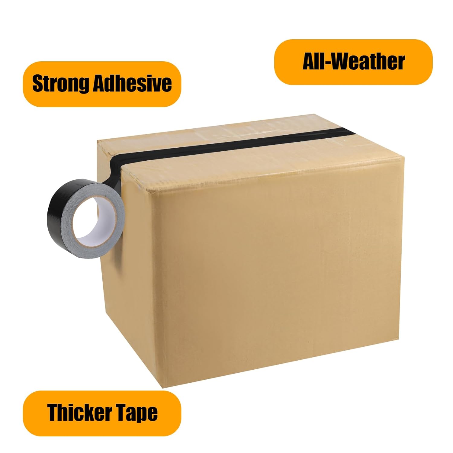5-Pack Duct Tape Heavy Duty 2inx30yd No Residue Weatherproof Black