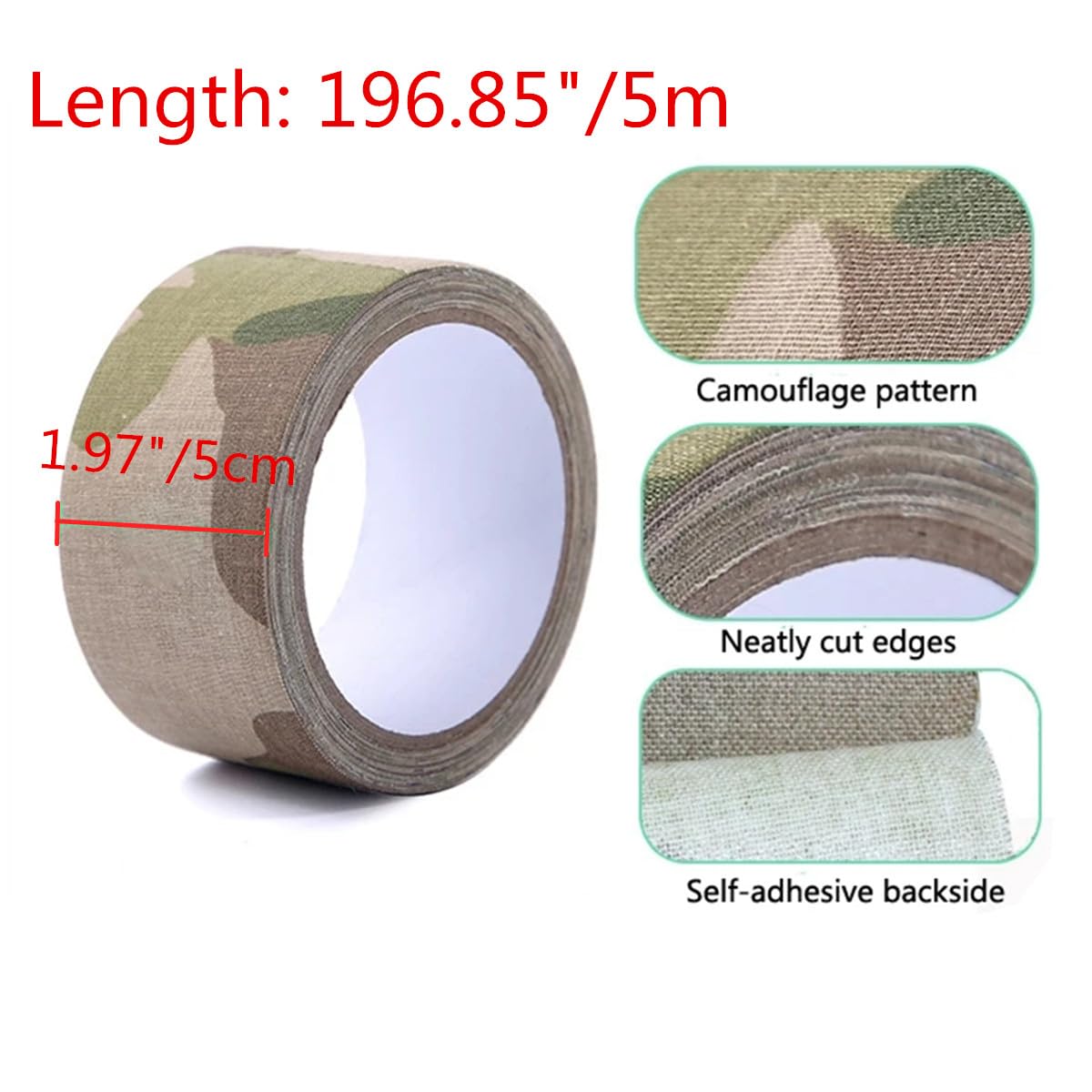 Durable Self-Adhesive Protective Camouflage Duct Tape for Outdoor Use