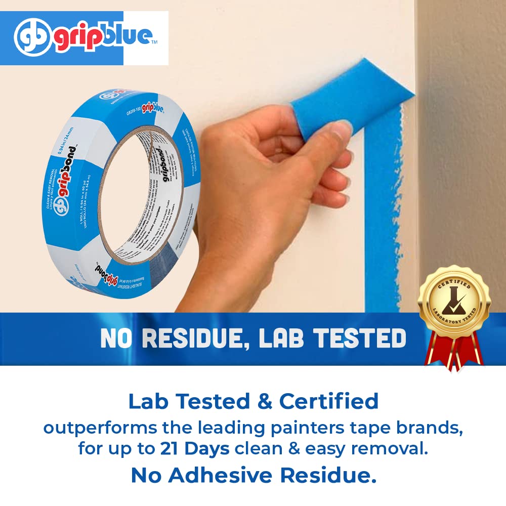 Secure Blue Masking Tape with 36 Rolls of Precision 1-inch Wide Durable