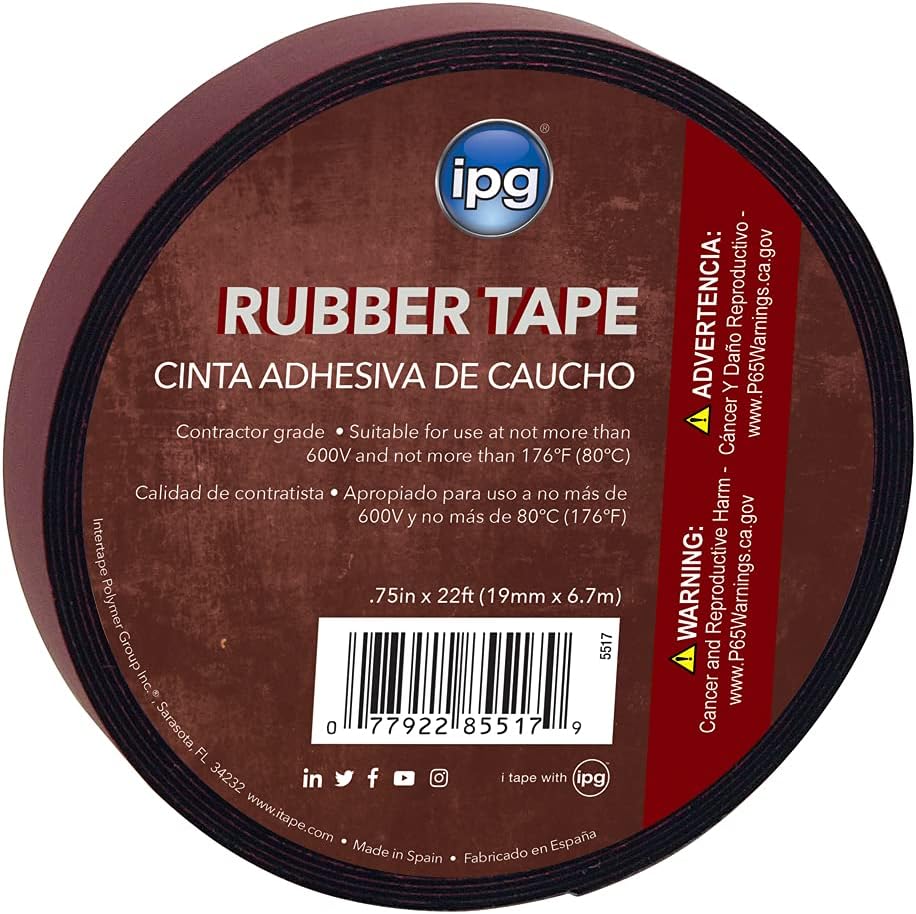 IPG 075in x 22ft Black Rubber Tape