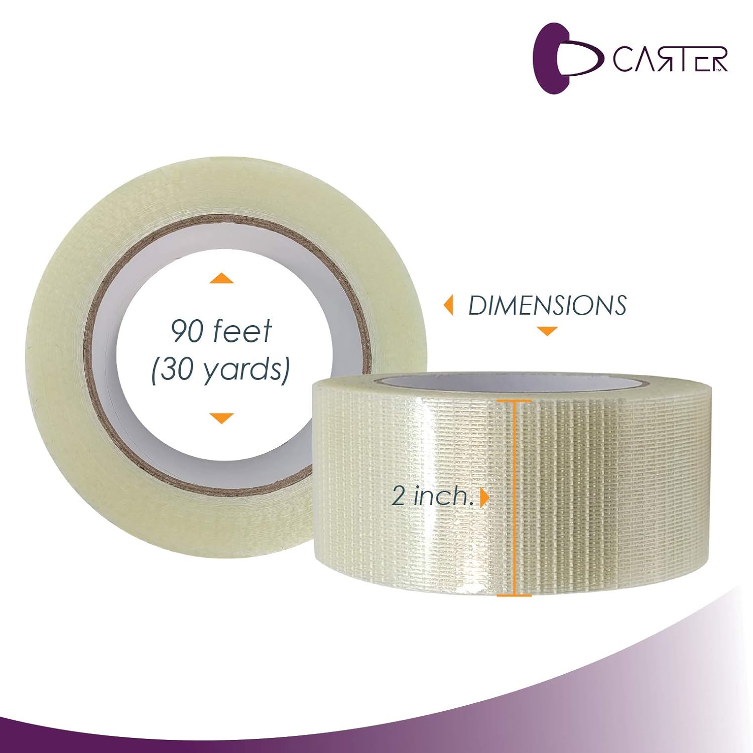 CarterTM Filament Duct Tape 2inch x 30yd Transparent