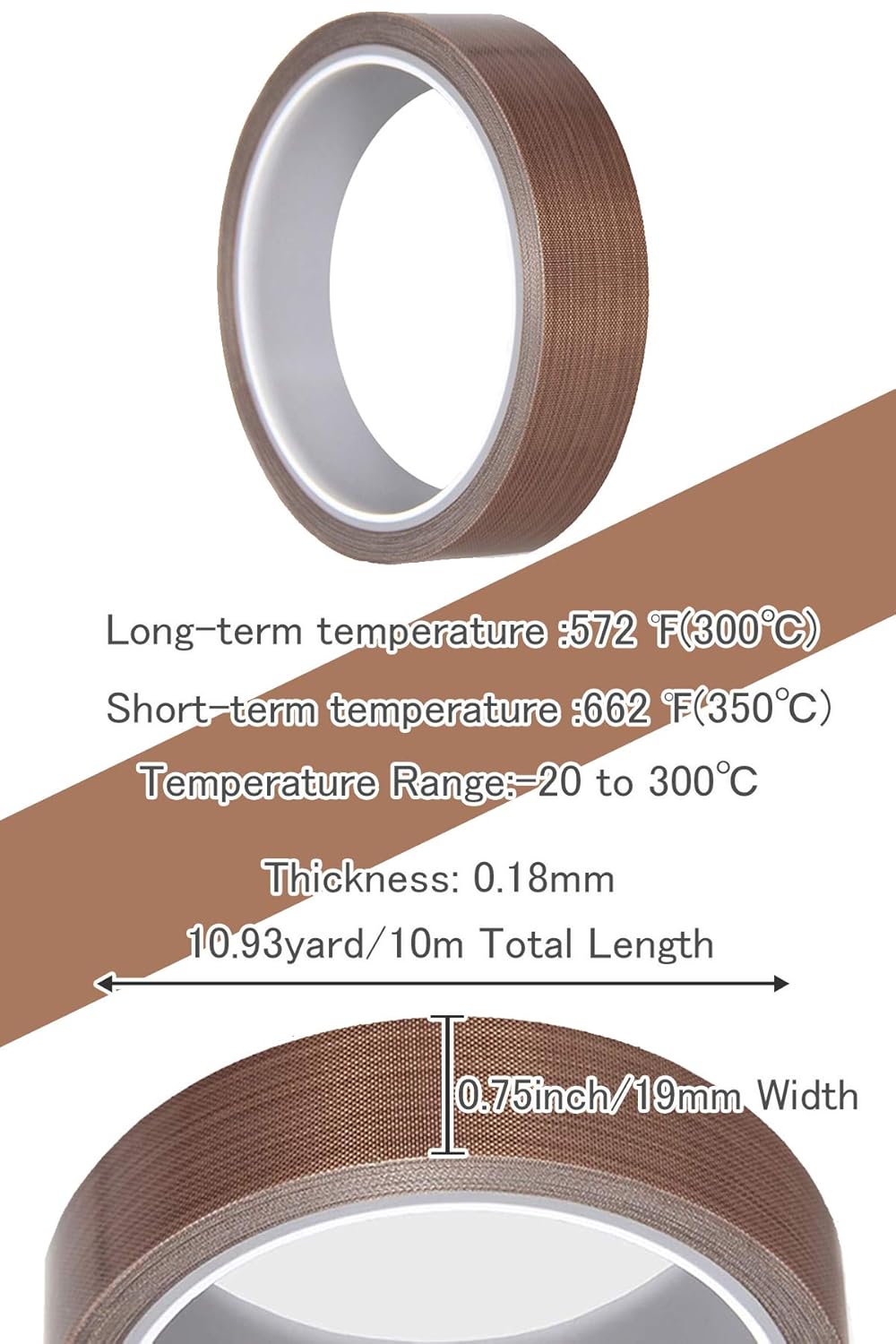 DY2ten PTFE Coated Fiberglass Teflon Tape