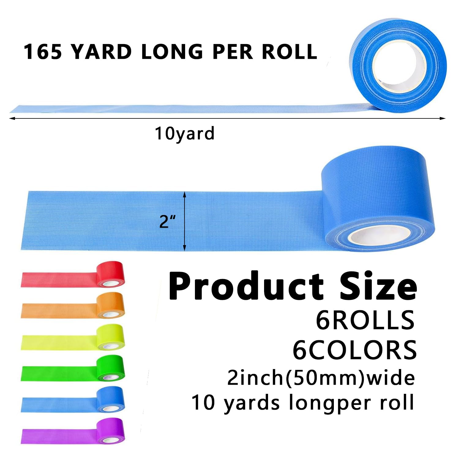 SWRT 6-Pack Rainbow Duct Tape 10Yds x2In