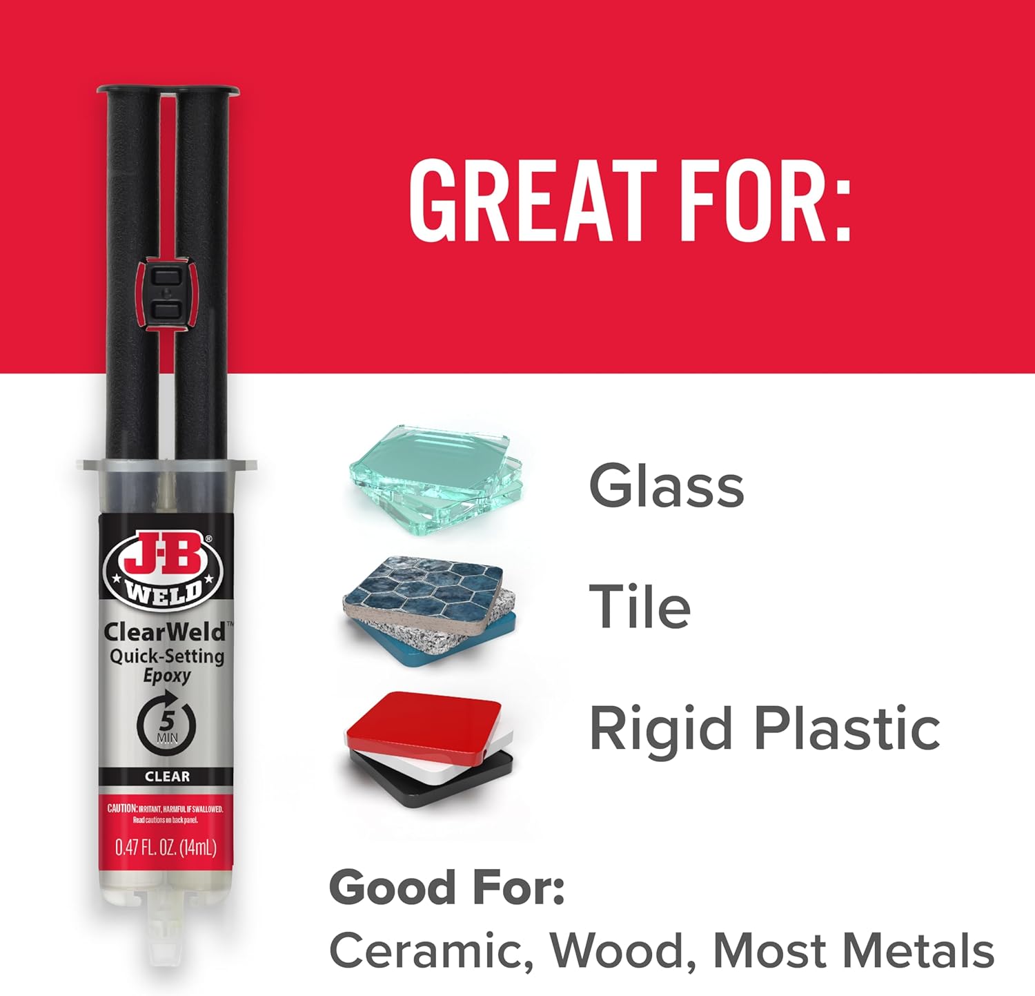 J-B Weld ClearWeld 14mL with EZMixer - Clear Quick-Setting Multipurpose Epoxy