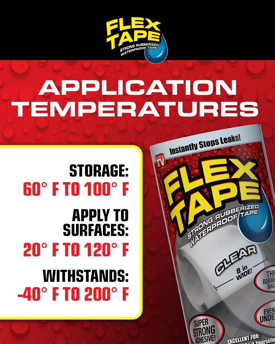 Flex Tape 4 in x 5 ft Clear 2-Pack Waterproof Tape