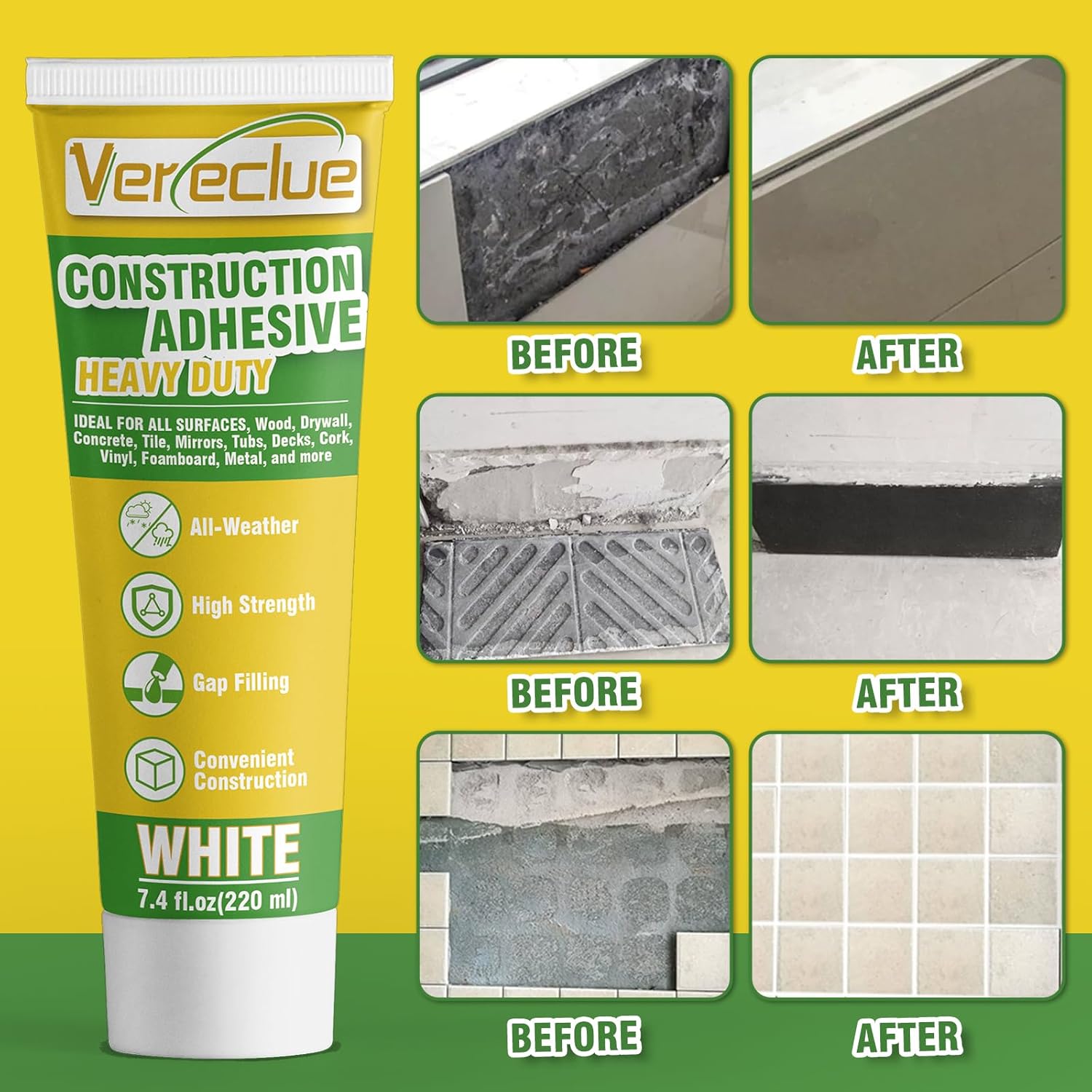 Vereclue Heavy-Duty Construction Adhesive Tile More