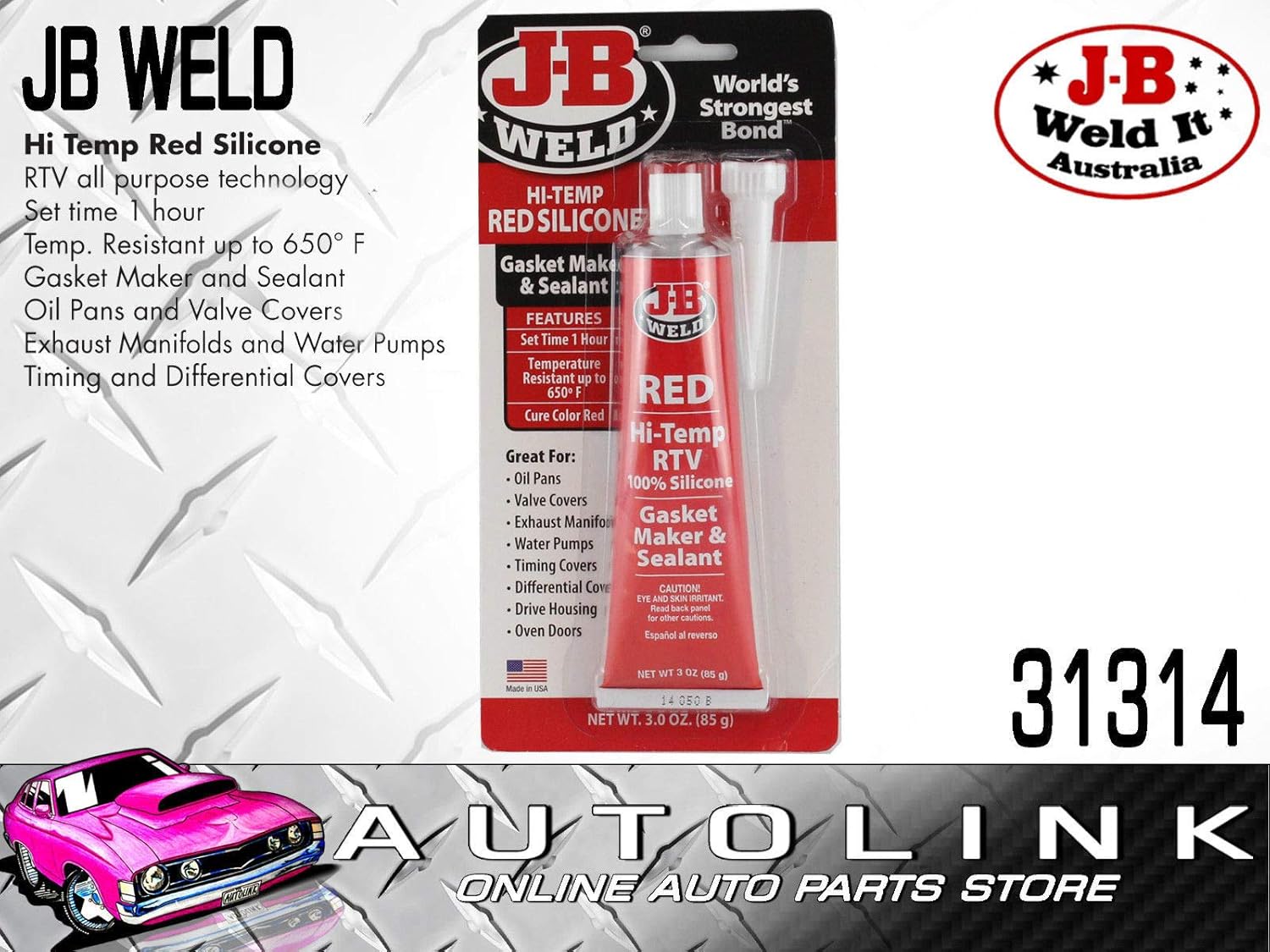J-B Weld RTV Silicone Gasket Maker - Red - 3 oz