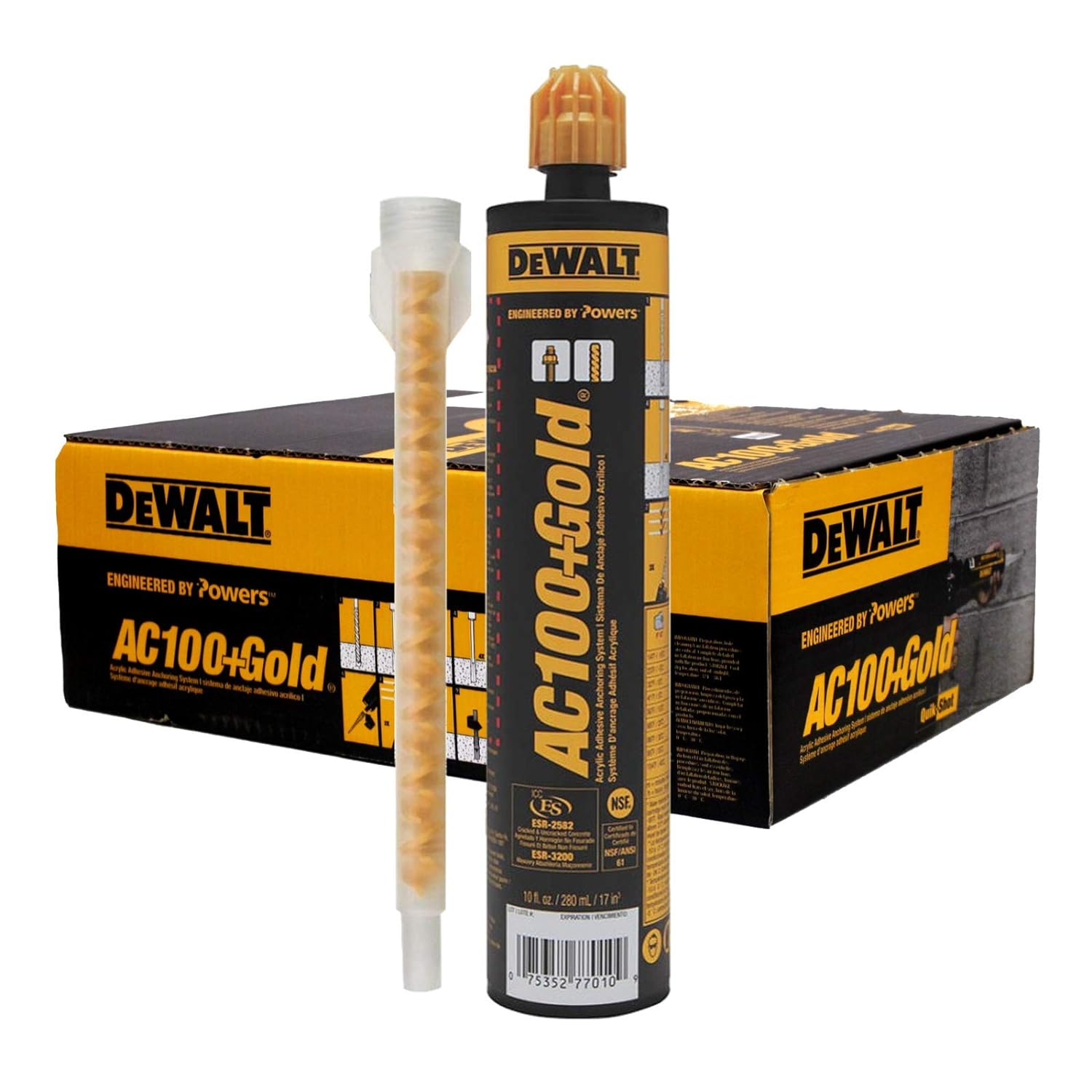 Durable 10 oz Gold Quik-Shot Epoxy Adhesive Case of 12