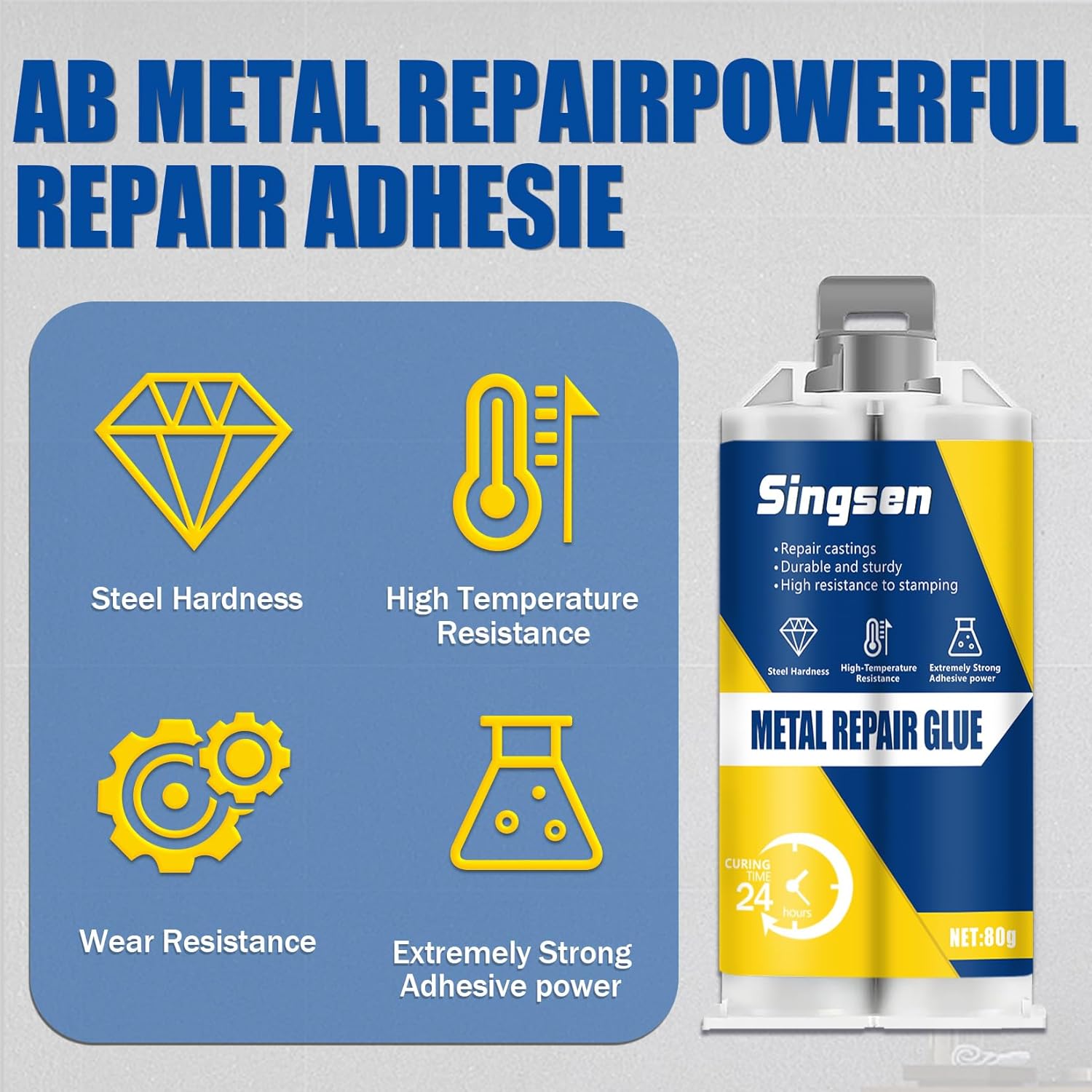 SingsenFast Drying Heavy Duty Metal Epoxy Repair Glue 2 Pack 564oz