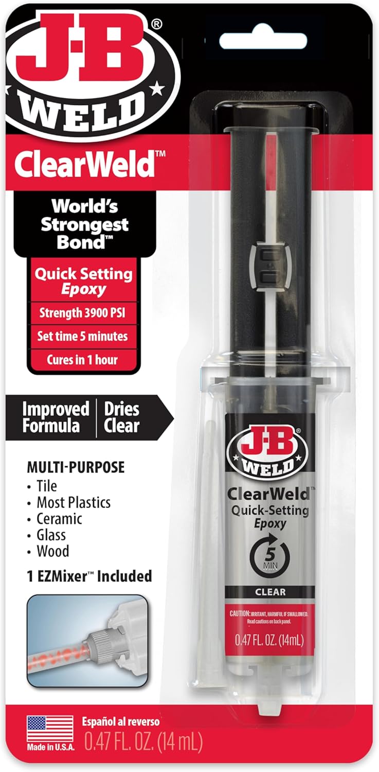 J-B Weld ClearWeld 14mL with EZMixer - Clear Quick-Setting Multipurpose Epoxy
