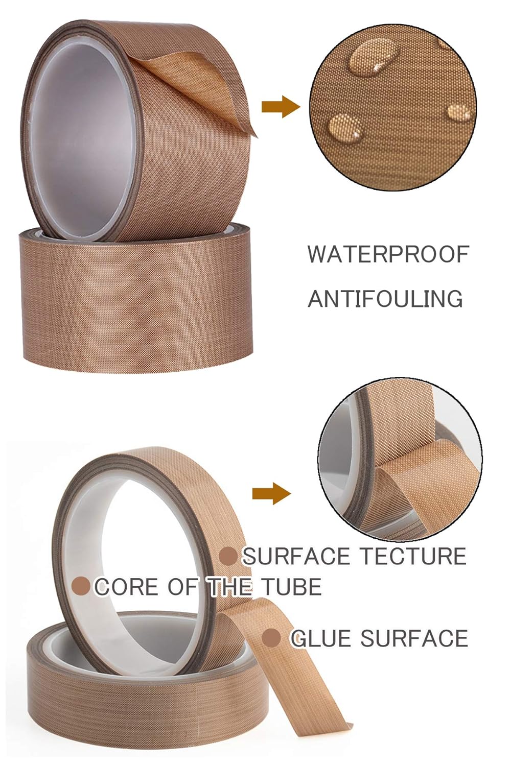 DY2ten PTFE Coated Fiberglass Teflon Tape