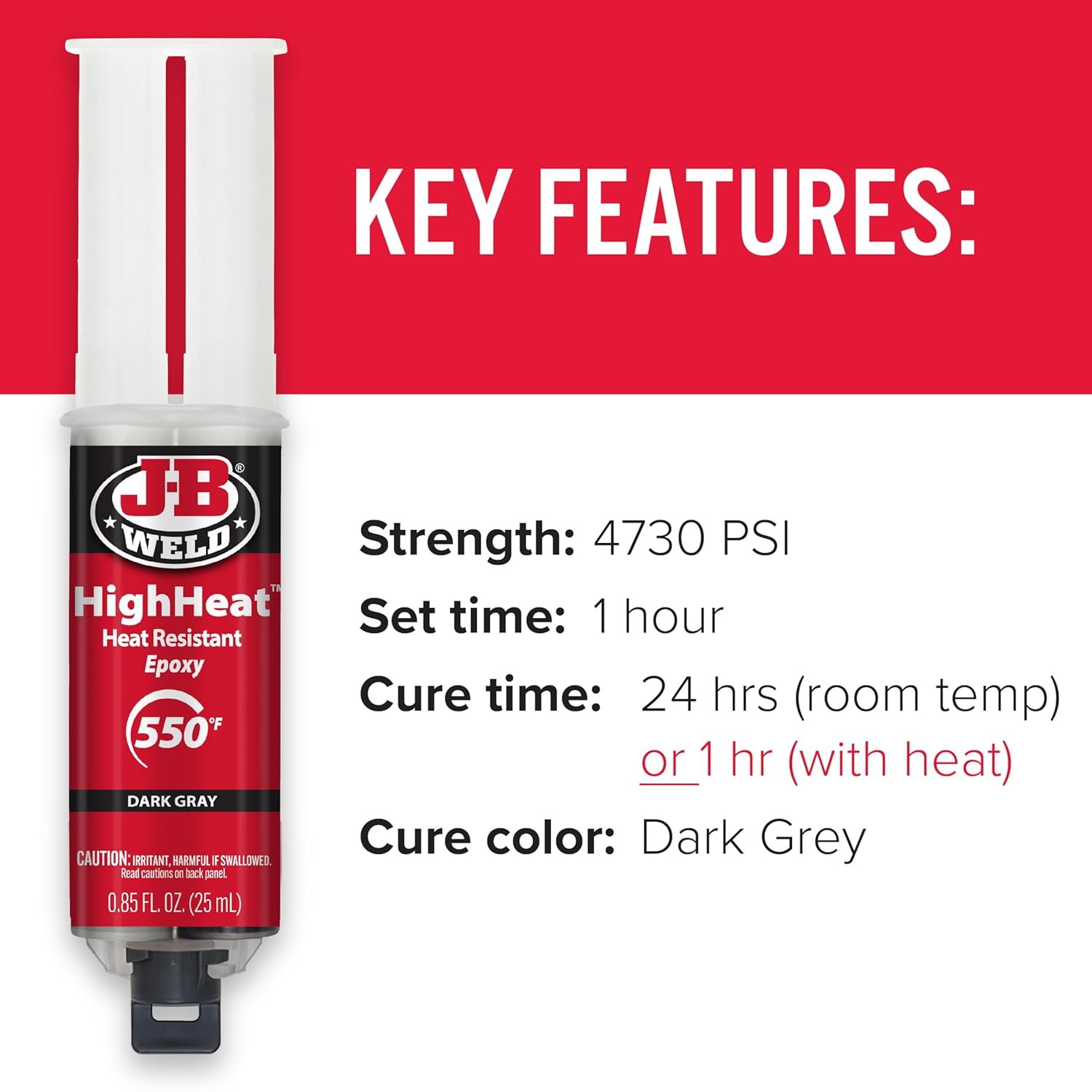 J-B Weld High Heat Epoxy Syringe Dark Grey