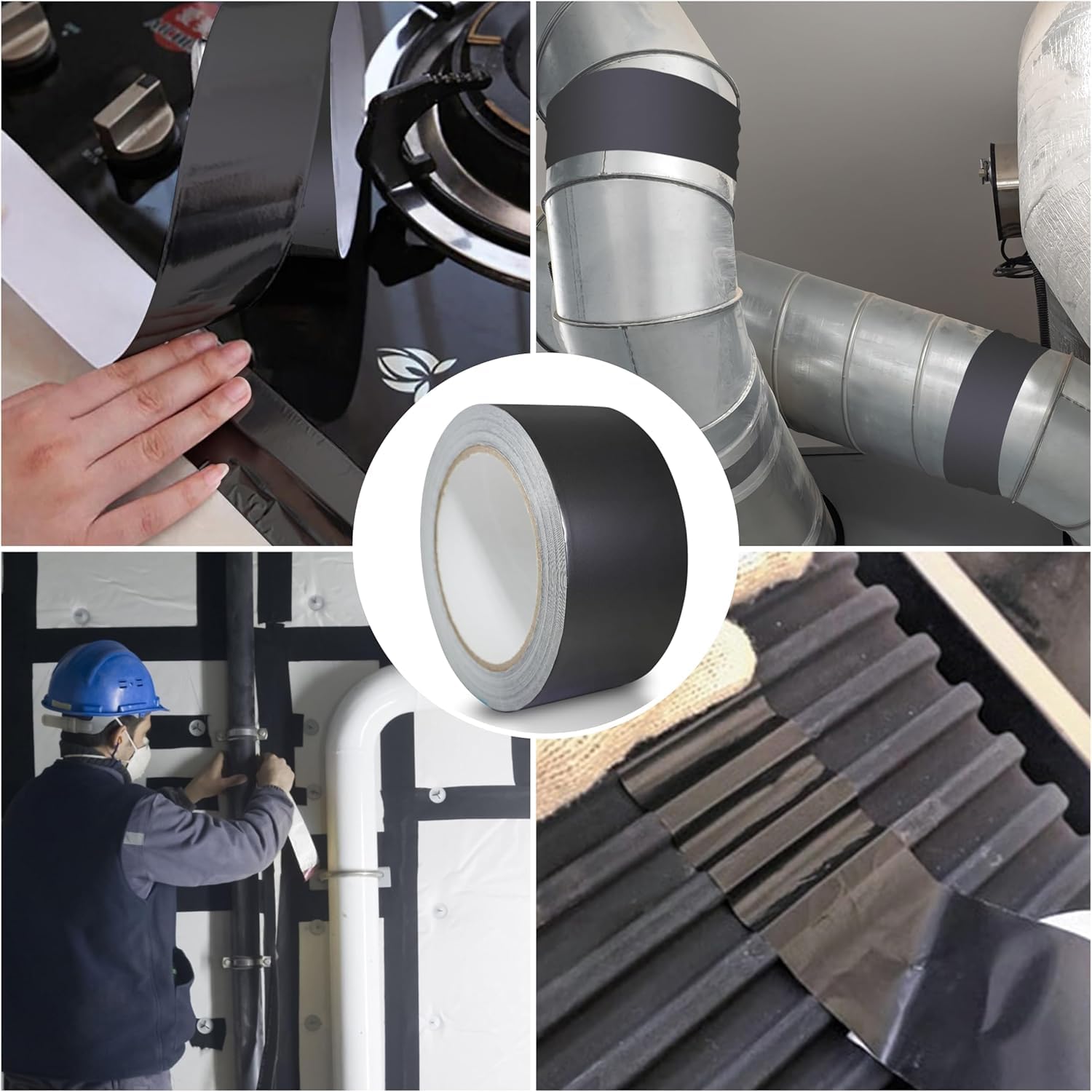 Durable Black Aluminum Foil Tape for HVAC Duct Sealing
