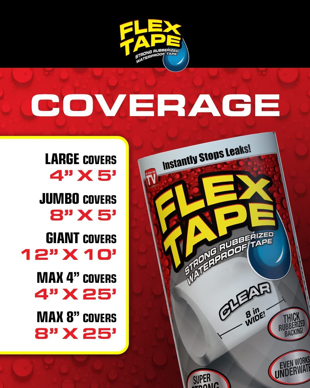 Flex Tape 4 in x 5 ft Clear 2-Pack Waterproof Tape