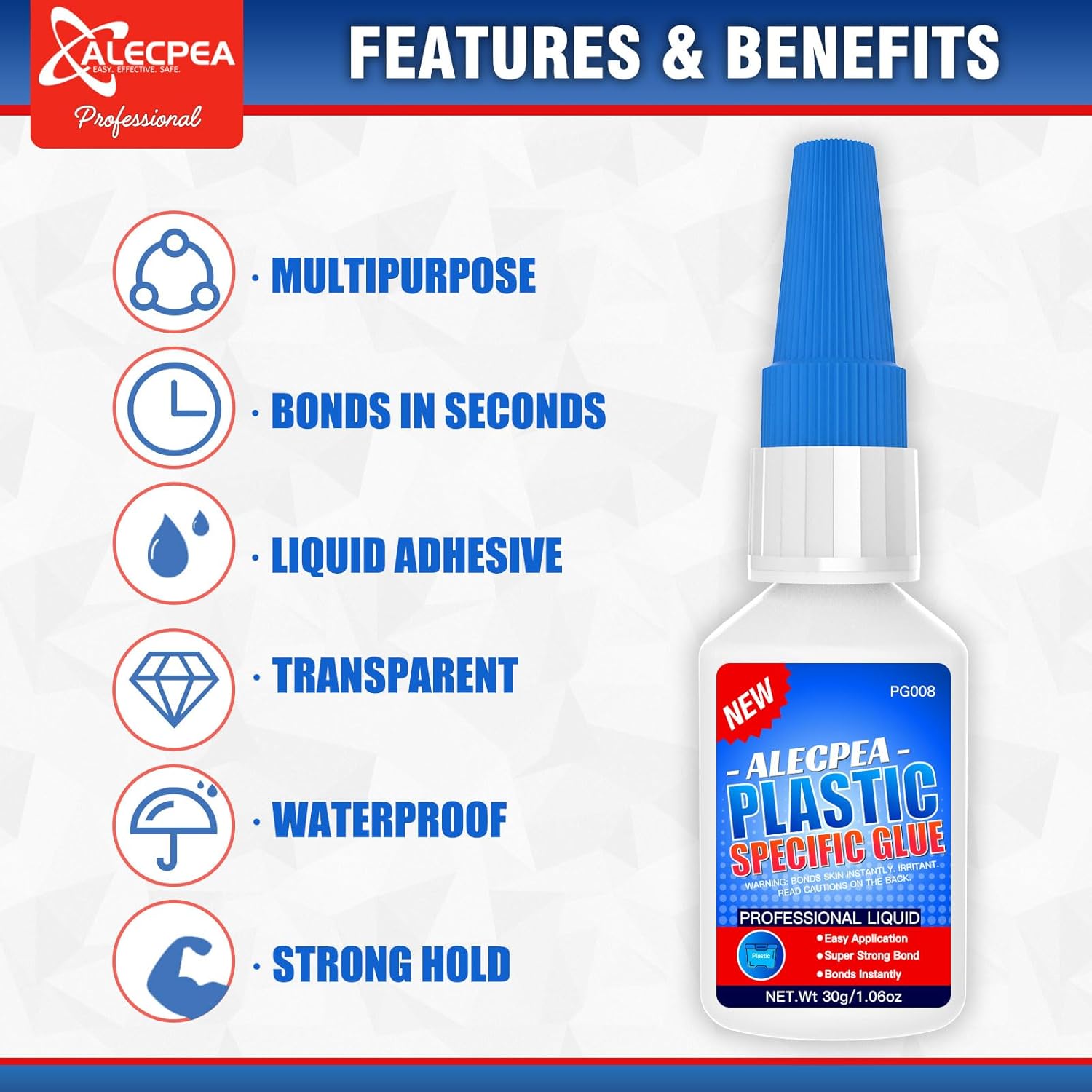 Ultimate Plastic Bond - 30g Set with 3 Nozzles for Quick Strong Adhesive