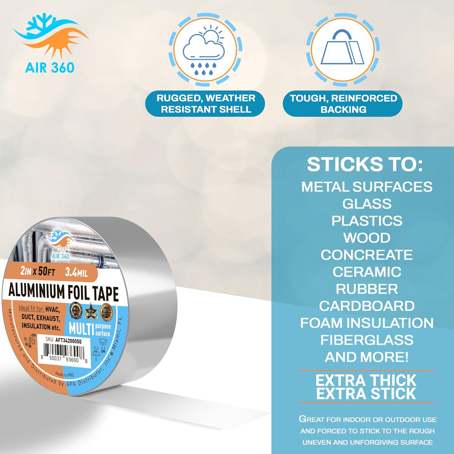 Air 360 Aluminum Duct Tape for Heat Weather