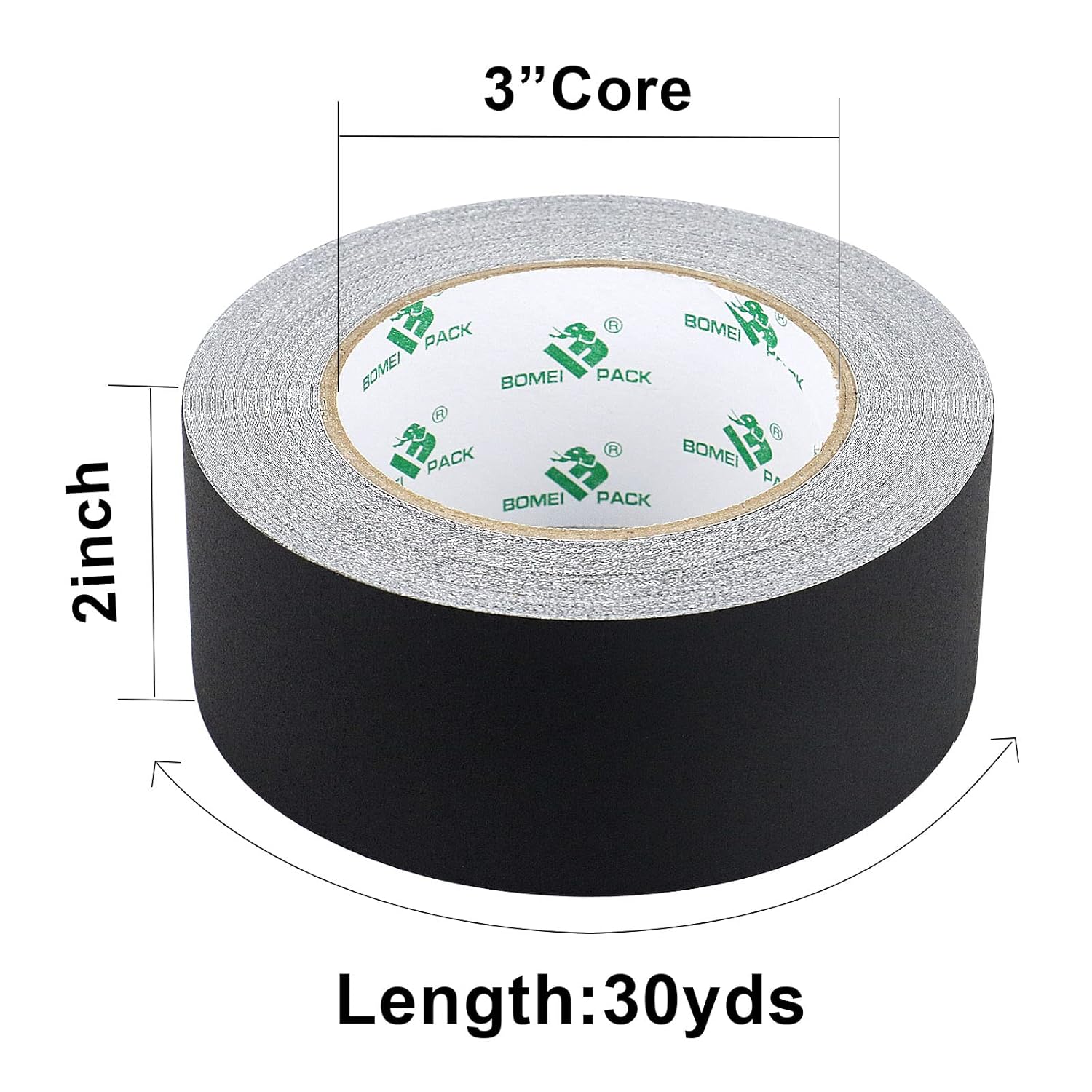 BOMEI PACK Gaffer Tape 2inch x 30yds Black Non-Reflective