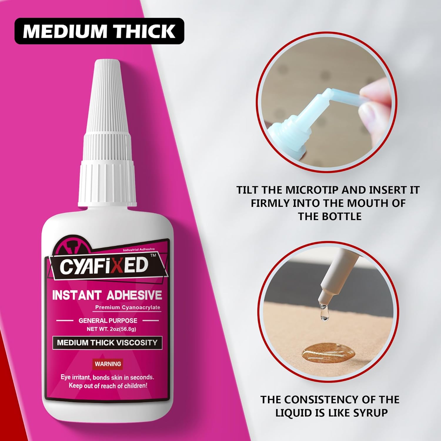 QuickFlow 1000 Super Glue Liquid Instant Clear Cyanoacrylate Medium Thick Viscosity Adhesive