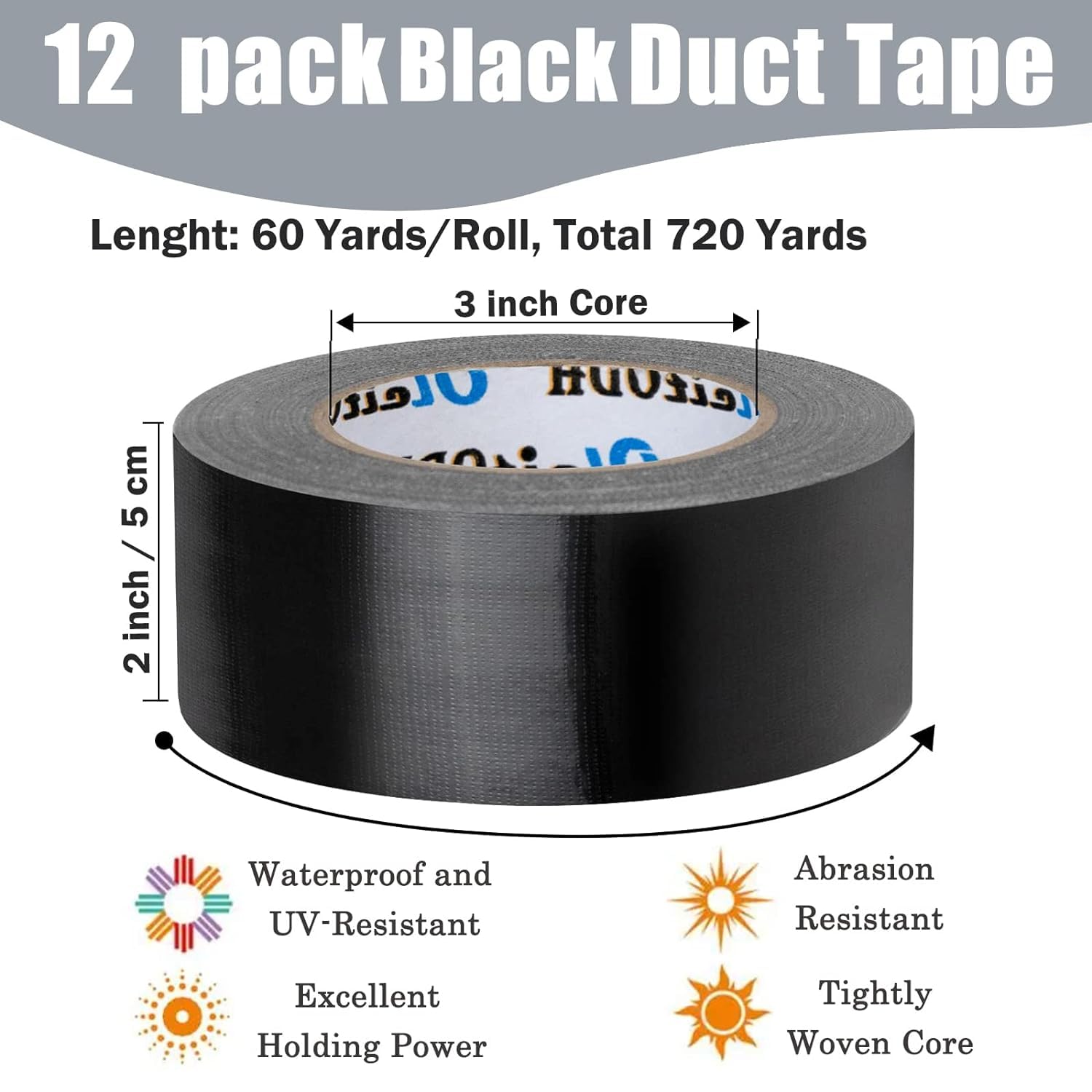 Oleitodh Silver Heavy Duty Duct Tape Bulk 12 Pack Waterproof Tearable Durable