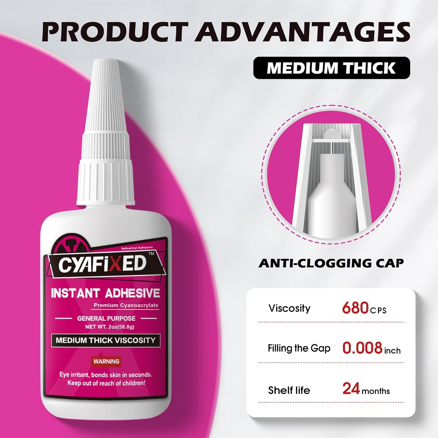 QuickFlow 1000 Super Glue Liquid Instant Clear Cyanoacrylate Medium Thick Viscosity Adhesive