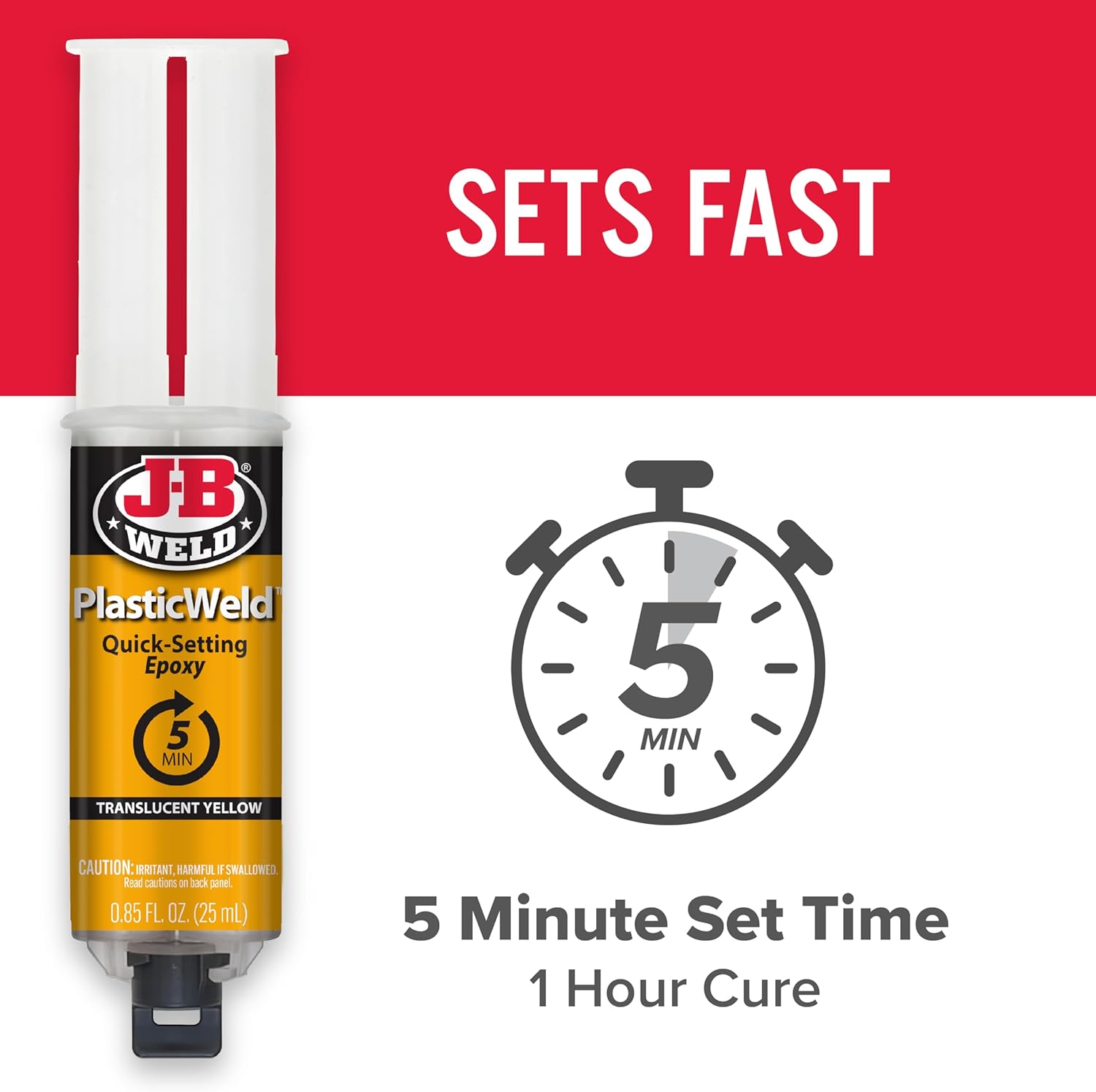J-B Weld PlasticWeld Quick-Setting Epoxy Syringe Translucent Yellow