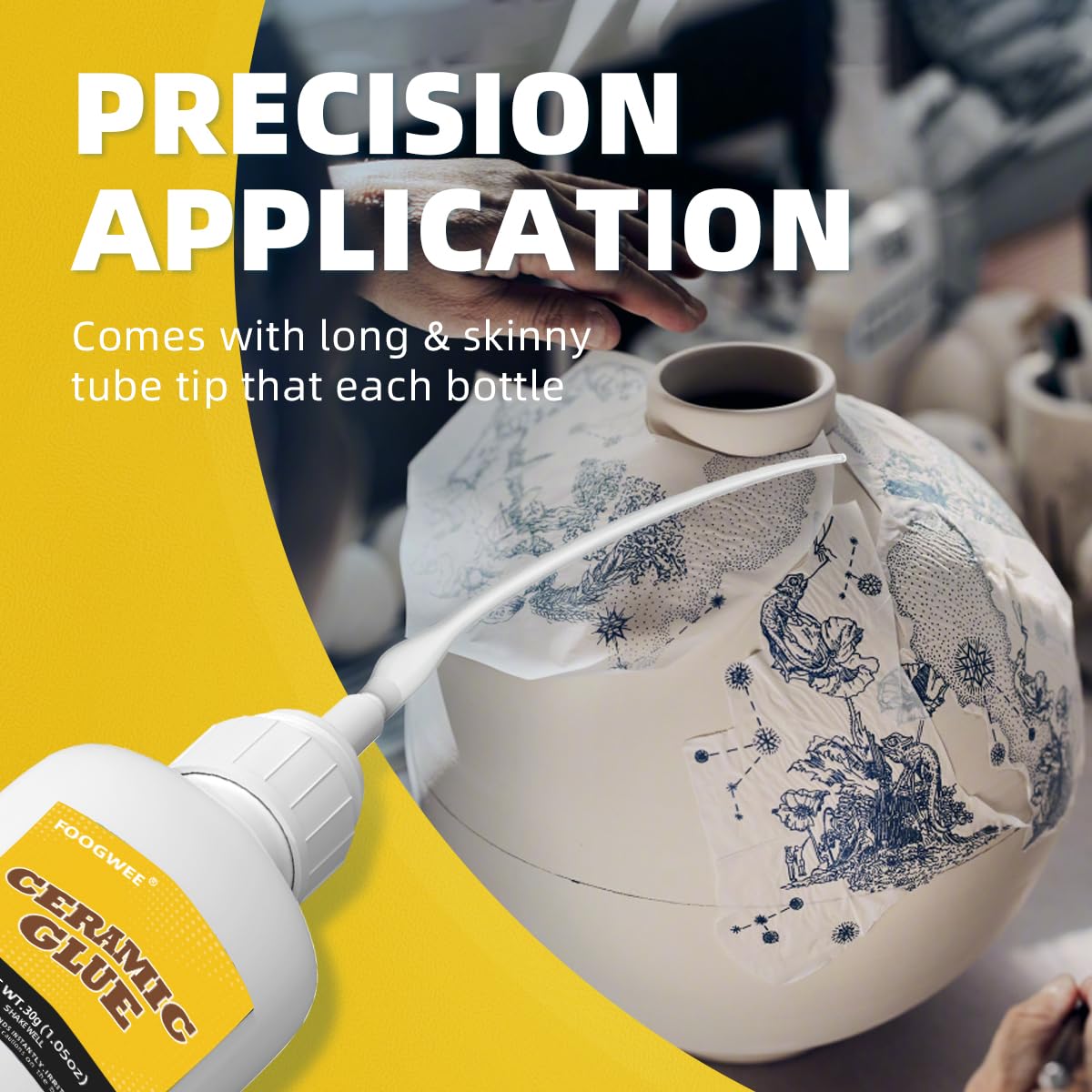 FOOGWEE Ceramic Glue - Quick Bonding for Porcelain and Glass