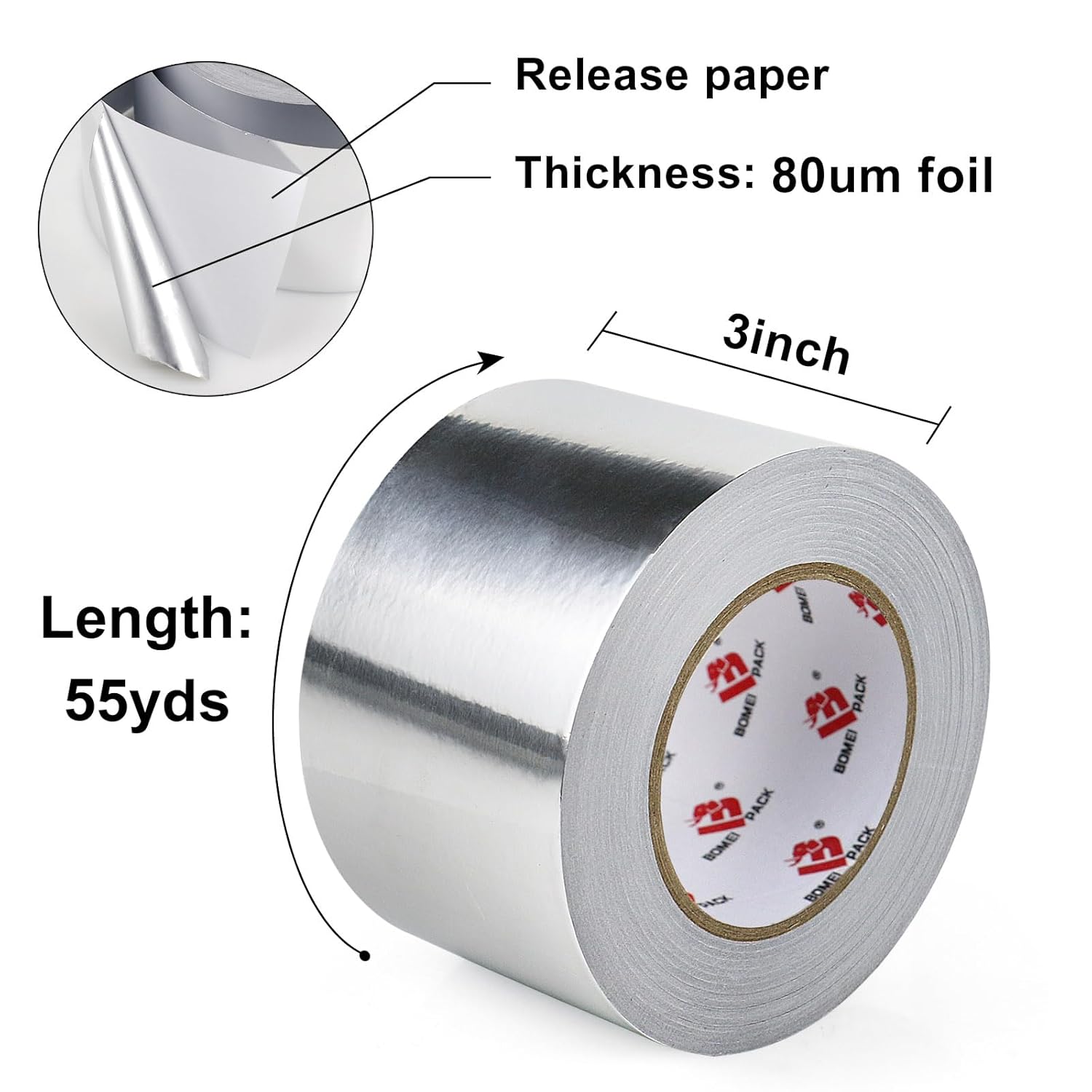 Durable 3-Inch Aluminum Duct Tape for Sealing Patching