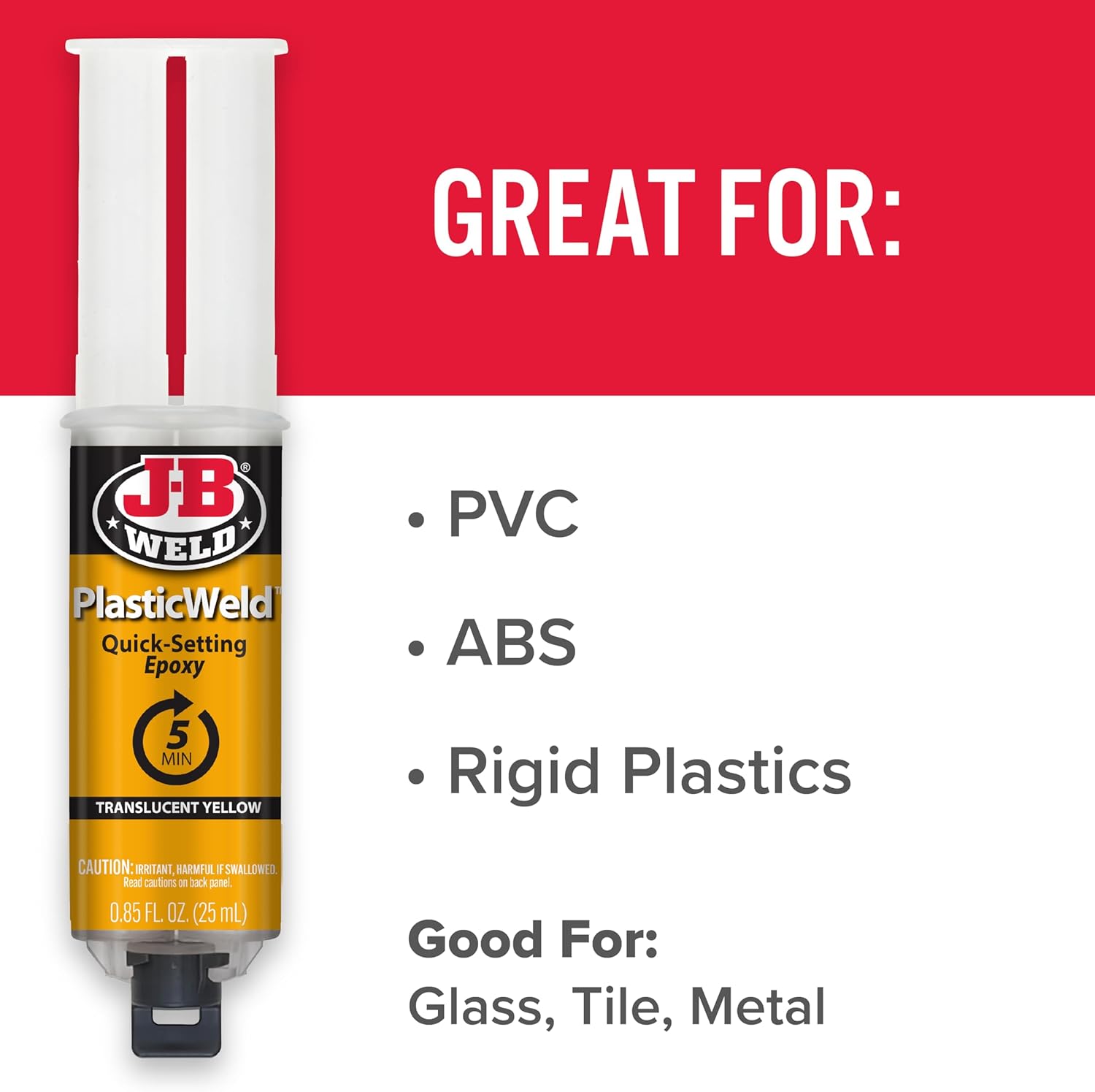 J-B Weld PlasticWeld Quick-Setting Epoxy Syringe Translucent Yellow