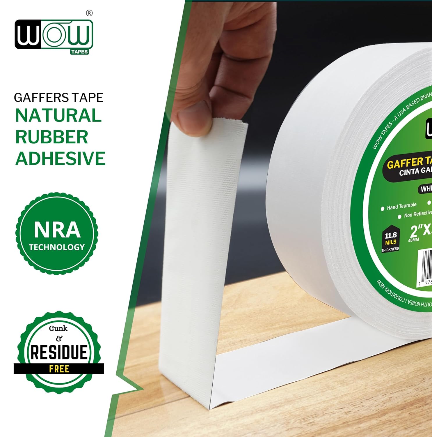 Wow Gaffers Tape 2 Inch White - 50 Yards Pack of 6