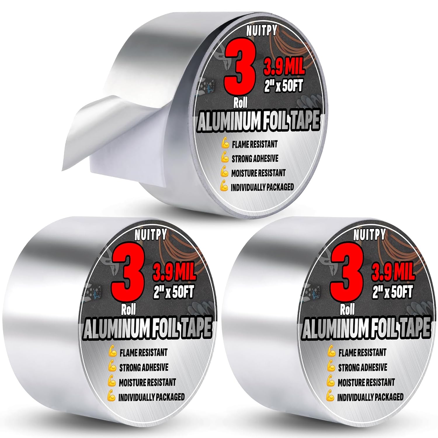 3-Pack Aluminum Foil Tape for Ductwork Sealing