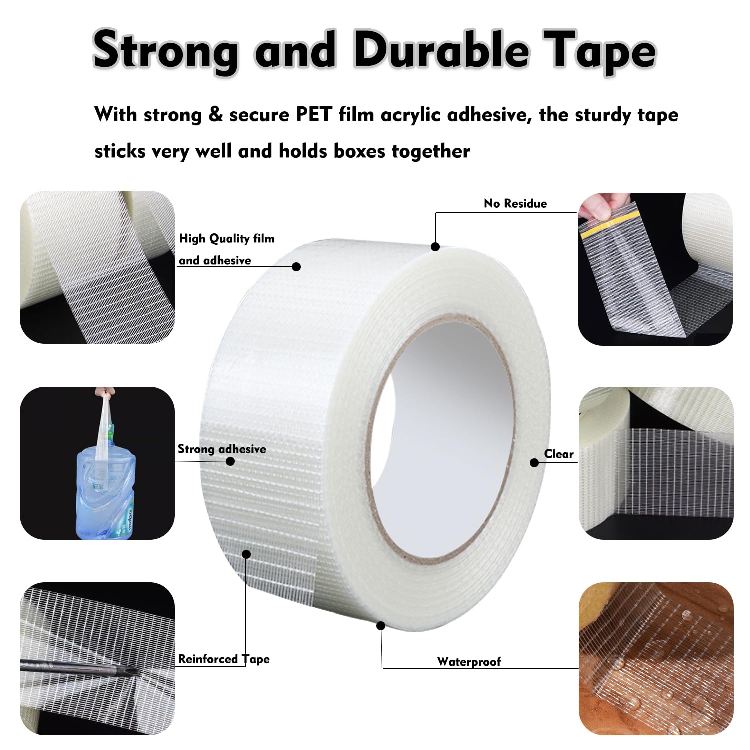 Qoqooice Fiberglass Filament Strapping Tape Heavy Duty 30 Yards