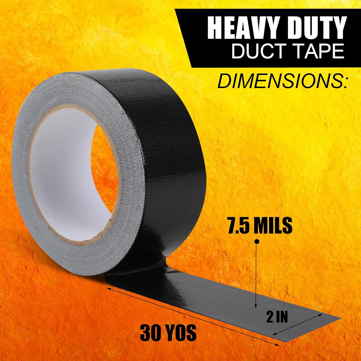 5-Pack Duct Tape Heavy Duty 2inx30yd No Residue Weatherproof Black