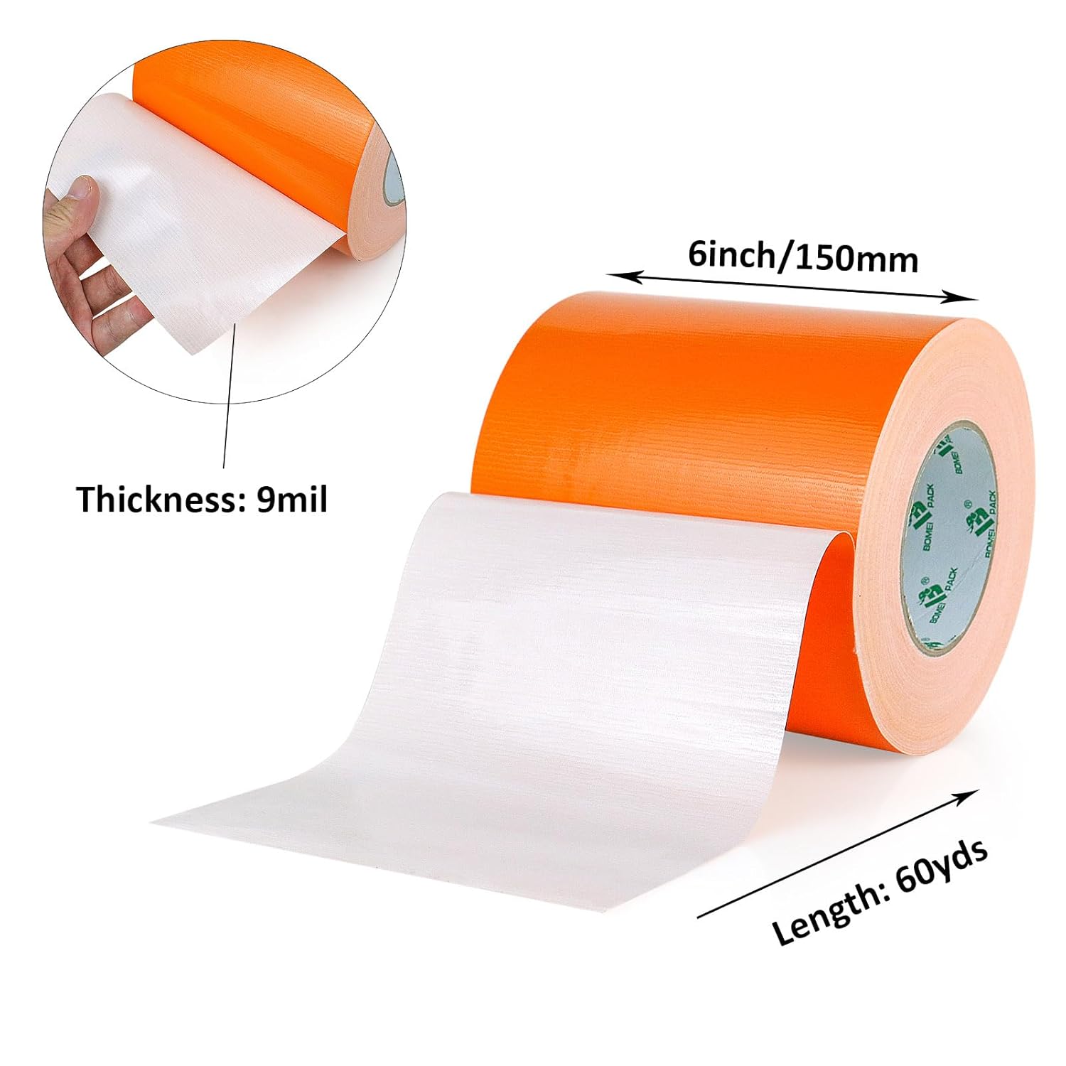 BOMEI PACK 6inch Wide Orange Duct Tape