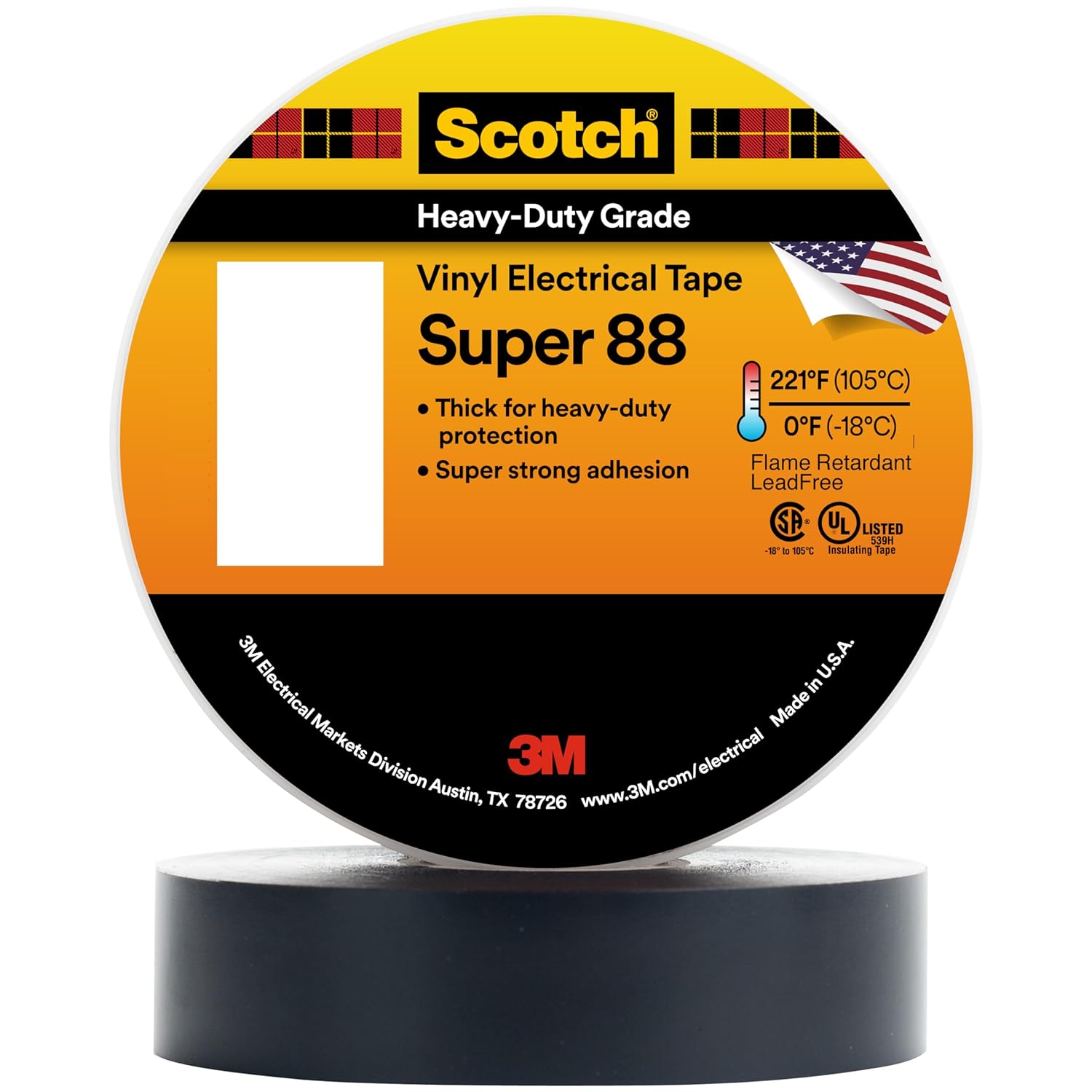 3M Scotch Vinyl Electrical Tape - Premium Heavy Duty Fire retardant and UV protected