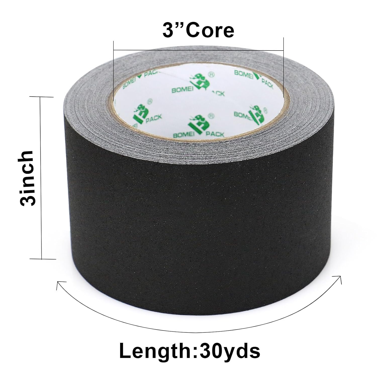BOMEI PACK 3inch x 30yds Black Gaffer Tape