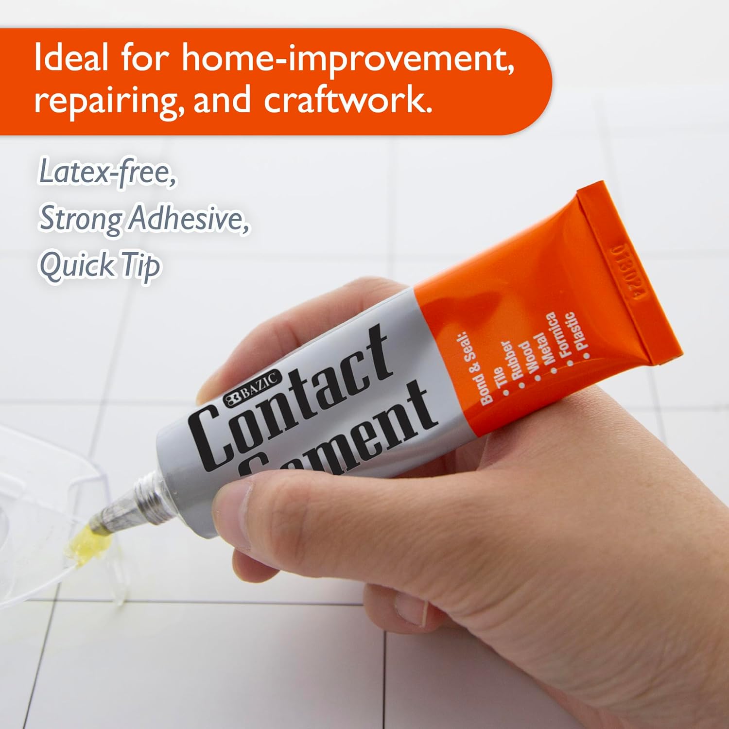 Strong adhesive bonds Tile Wood More - BAZIC Contact Cement 2-Pack