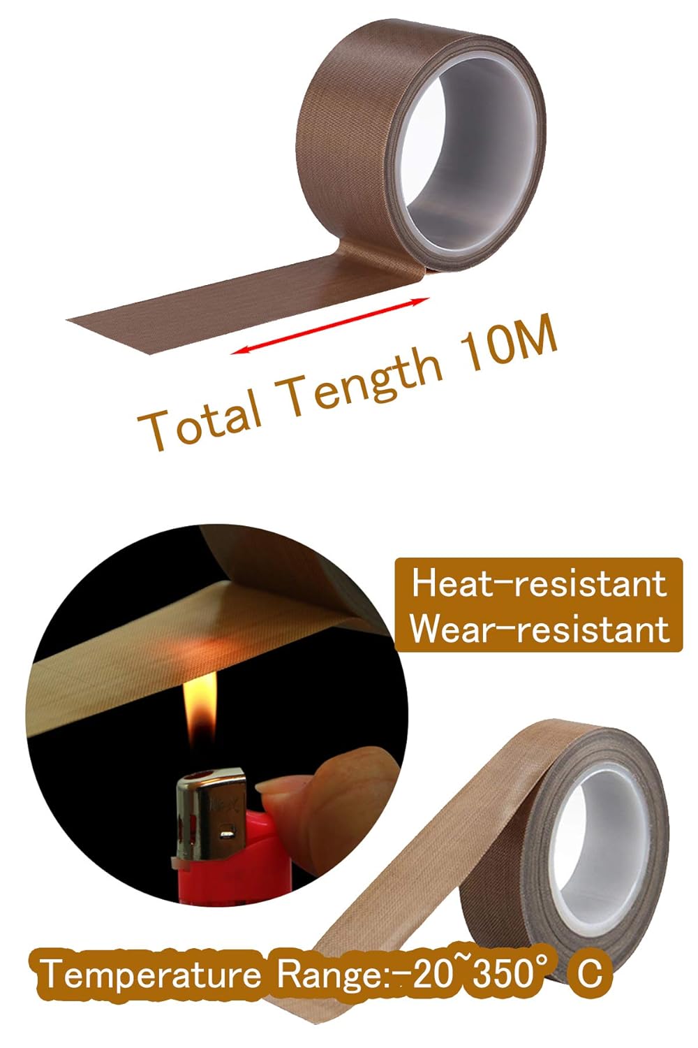 DY2ten PTFE Coated Fiberglass Teflon Tape