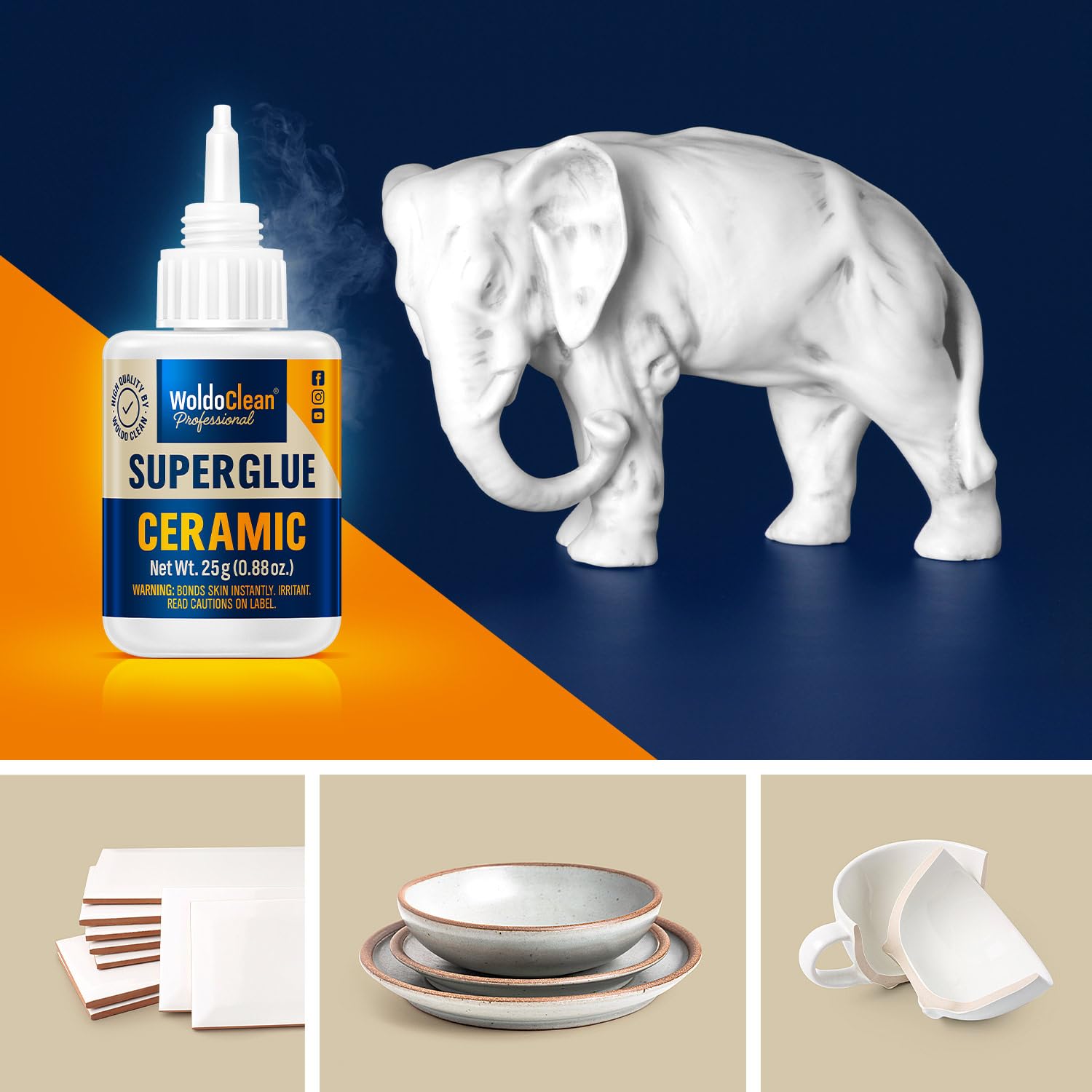 Instant Waterproof Super Glue for Ceramics and Porcelain