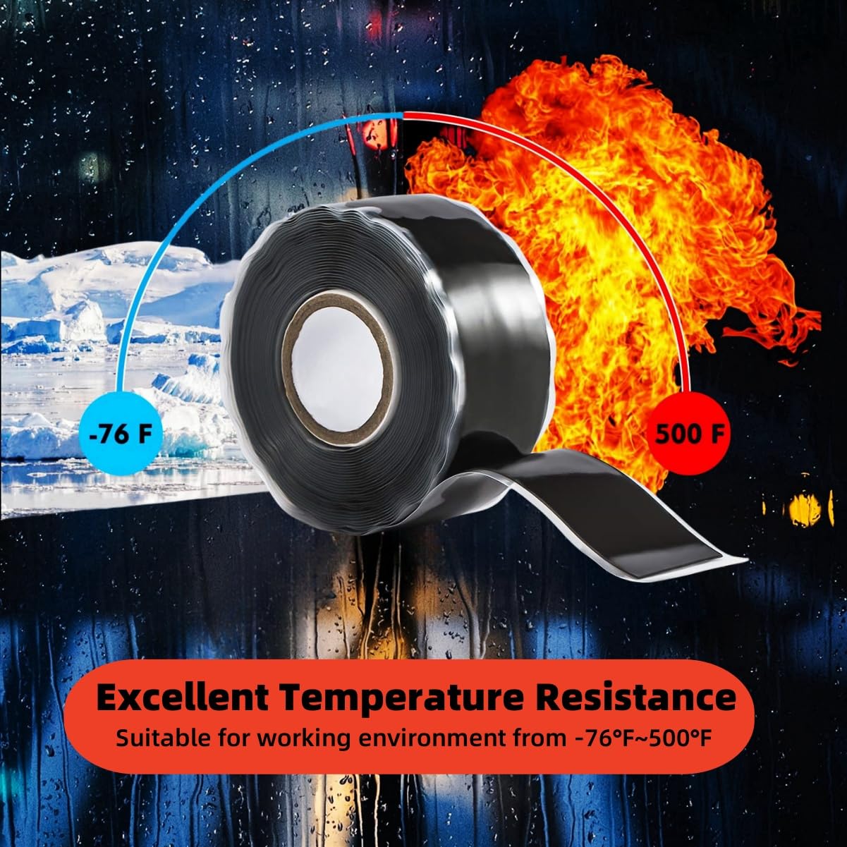 Self-Fusing Silicone Tape Black 15 x 36 - Waterproof Heat-Resistant