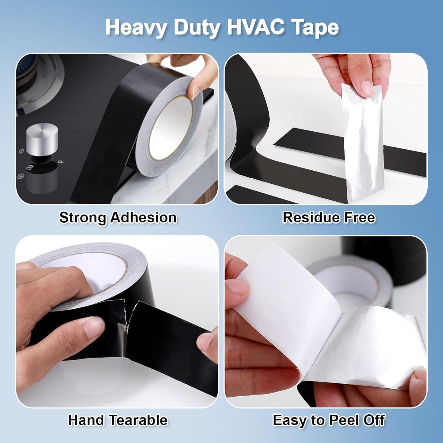 Durable Black Aluminum Foil Tape for HVAC Duct Sealing