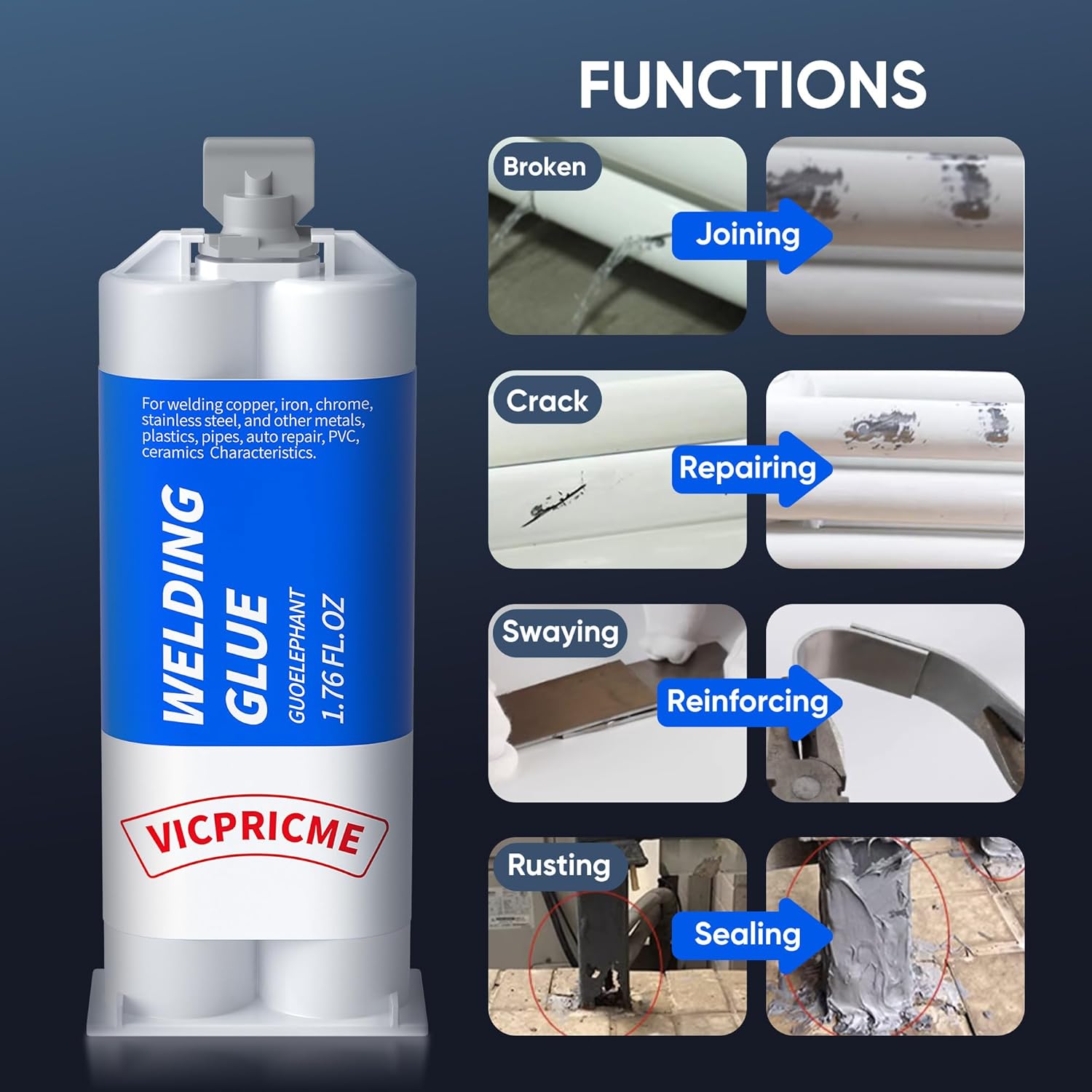 Vicpricme EP1001 Strong Metal Epoxy Weld Glue