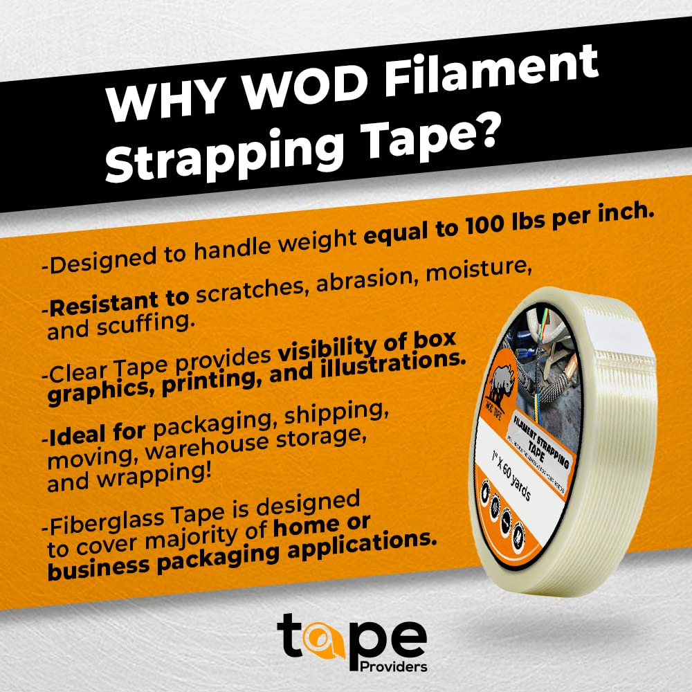 WOD UFST39 Filament Tape - 1 inch x 60 yards 4 Mil