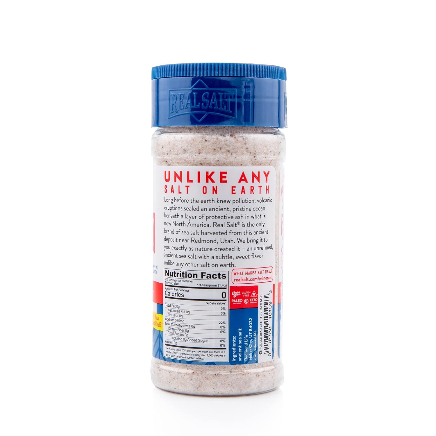 Redmond Real Salt - Natural Unrefined Gluten Free Fine 10 Ounce Shaker 1 Pack