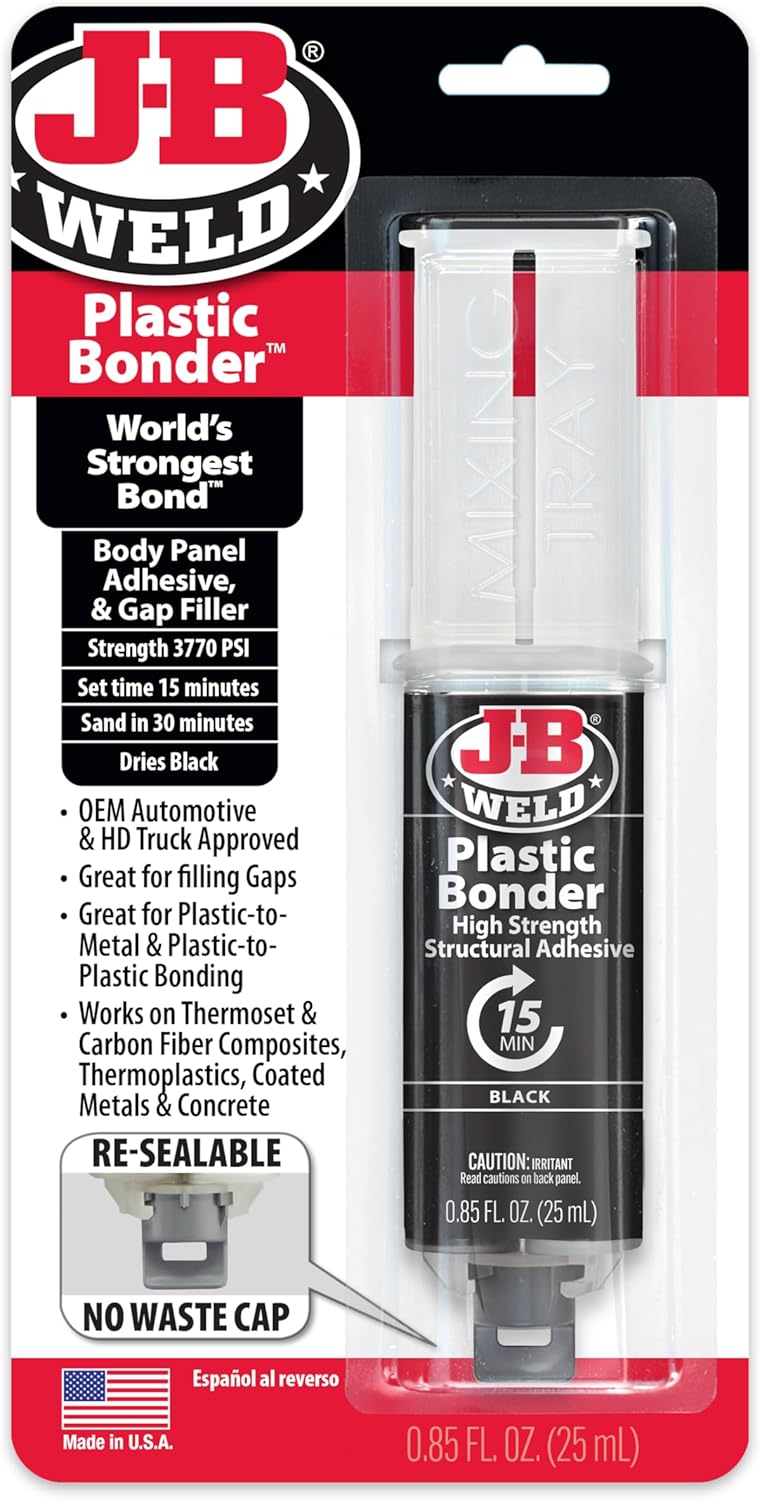 J-B Weld 25ml Plastic Bonder Black Adhesive for Strong Repairs