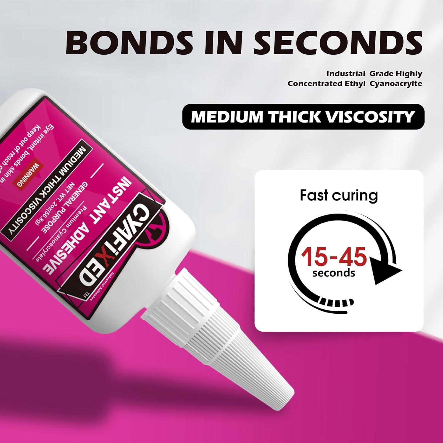 QuickFlow 1000 Super Glue Liquid Instant Clear Cyanoacrylate Medium Thick Viscosity Adhesive