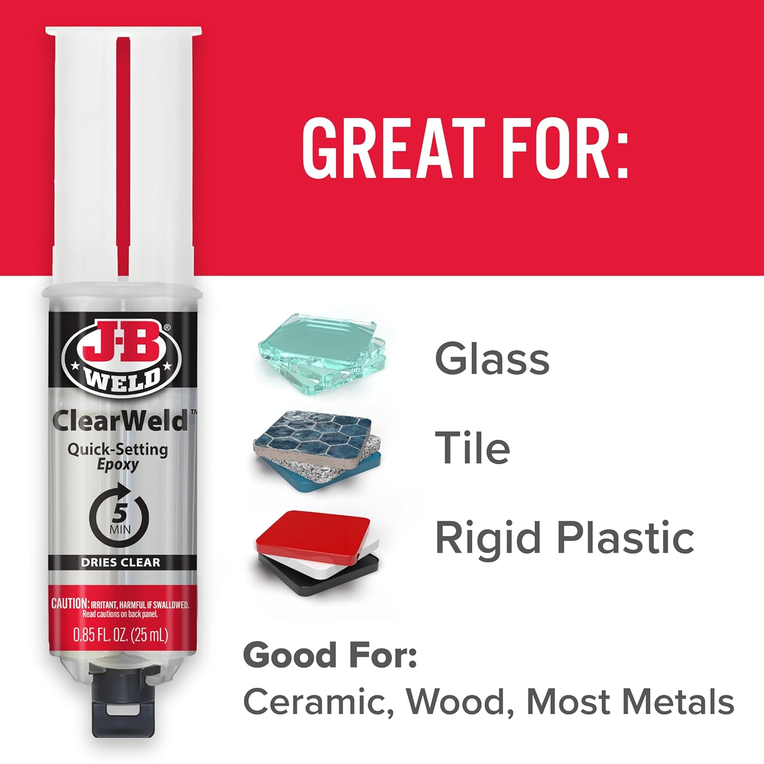 J-B Weld ClearWeld 5-Minute Epoxy 2-Pack