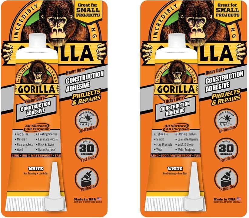 Gorilla Heavy Duty Construction Adhesive 25oz Squeeze Tube